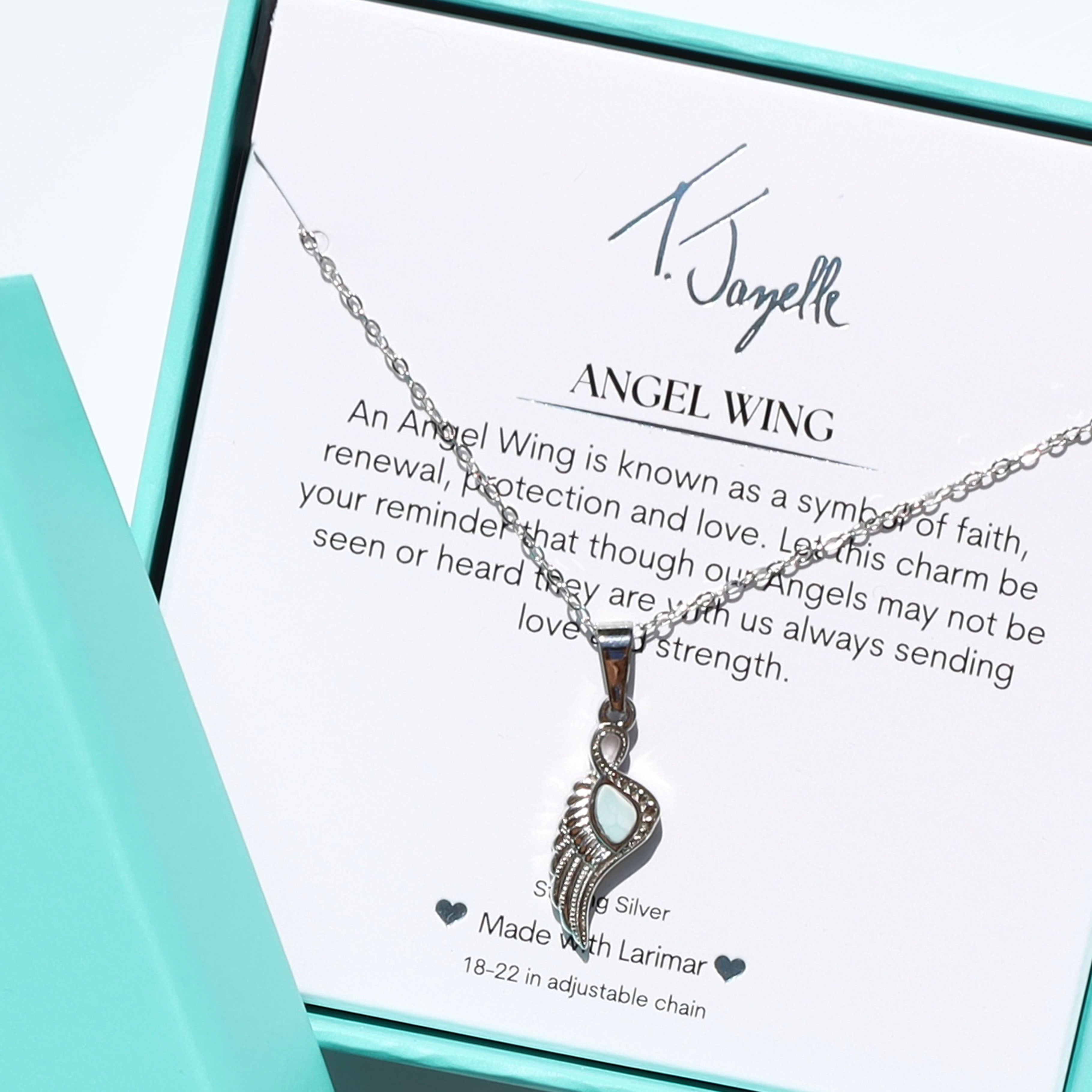 Larimar Angel Blessings Sterling Silver Charm Necklace