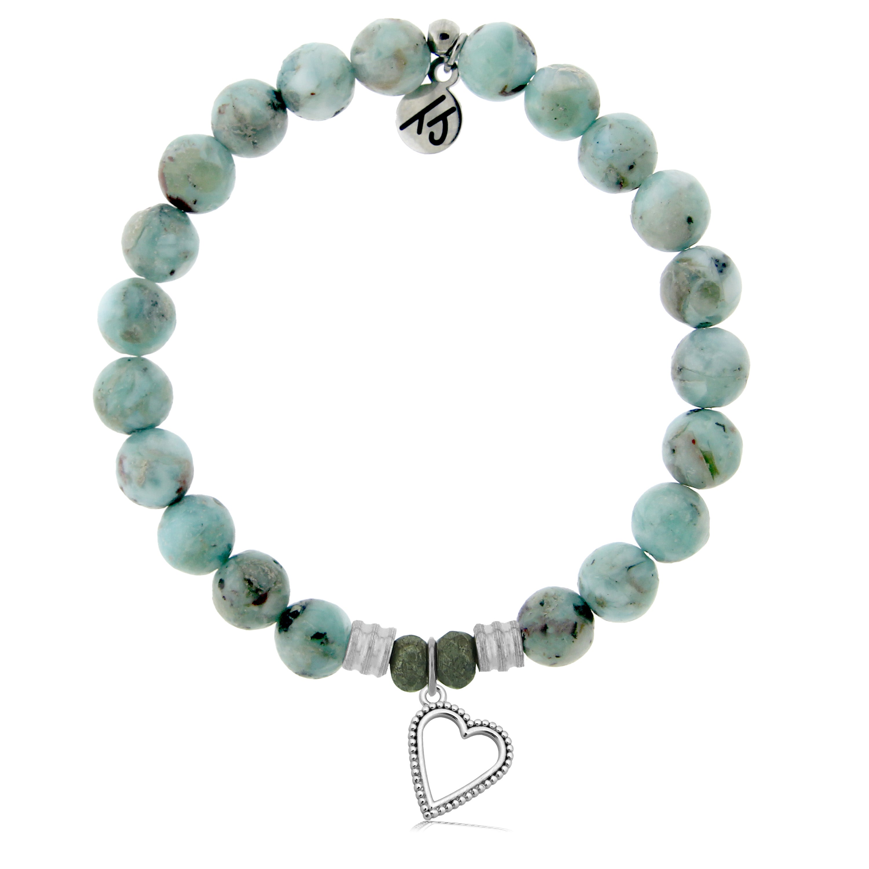 Larimar Gemstone Bracelet with Everlasting Love Sterling Silver Charm