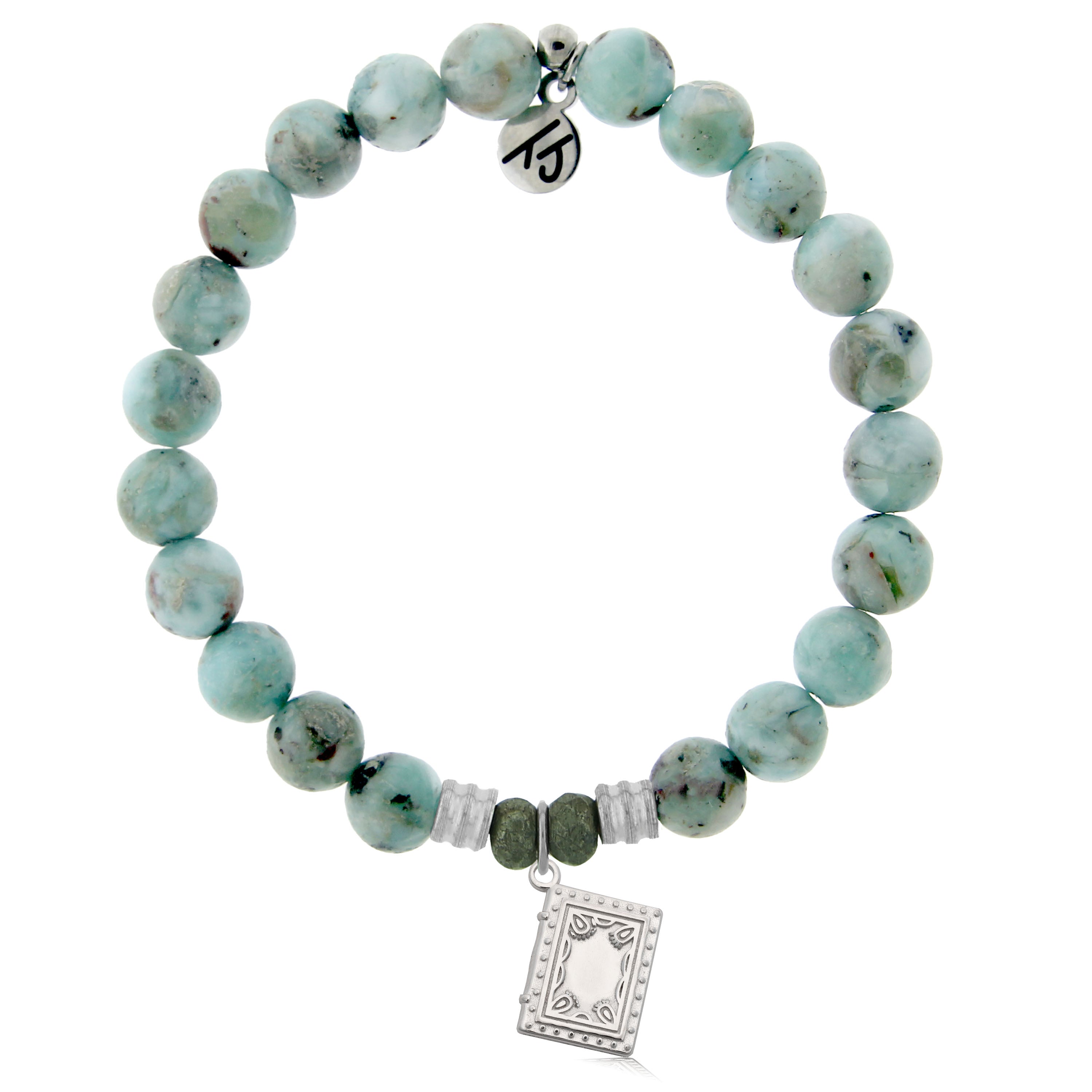 Larimar Gemstone Bracelet with Memories Sterling Silver Charm