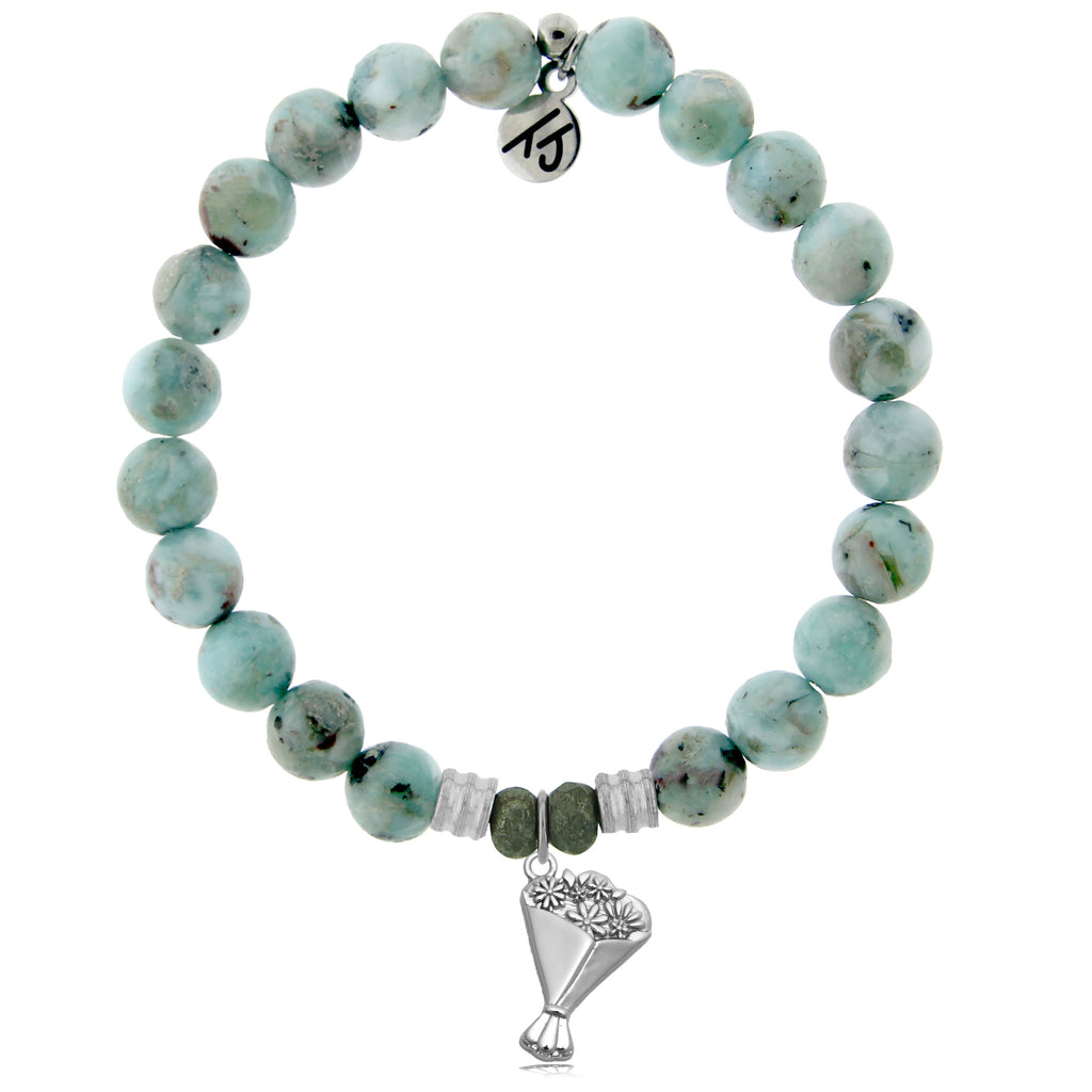 Larimar Gemstone Bracelet with Thinking of You Sterling Silver Charm