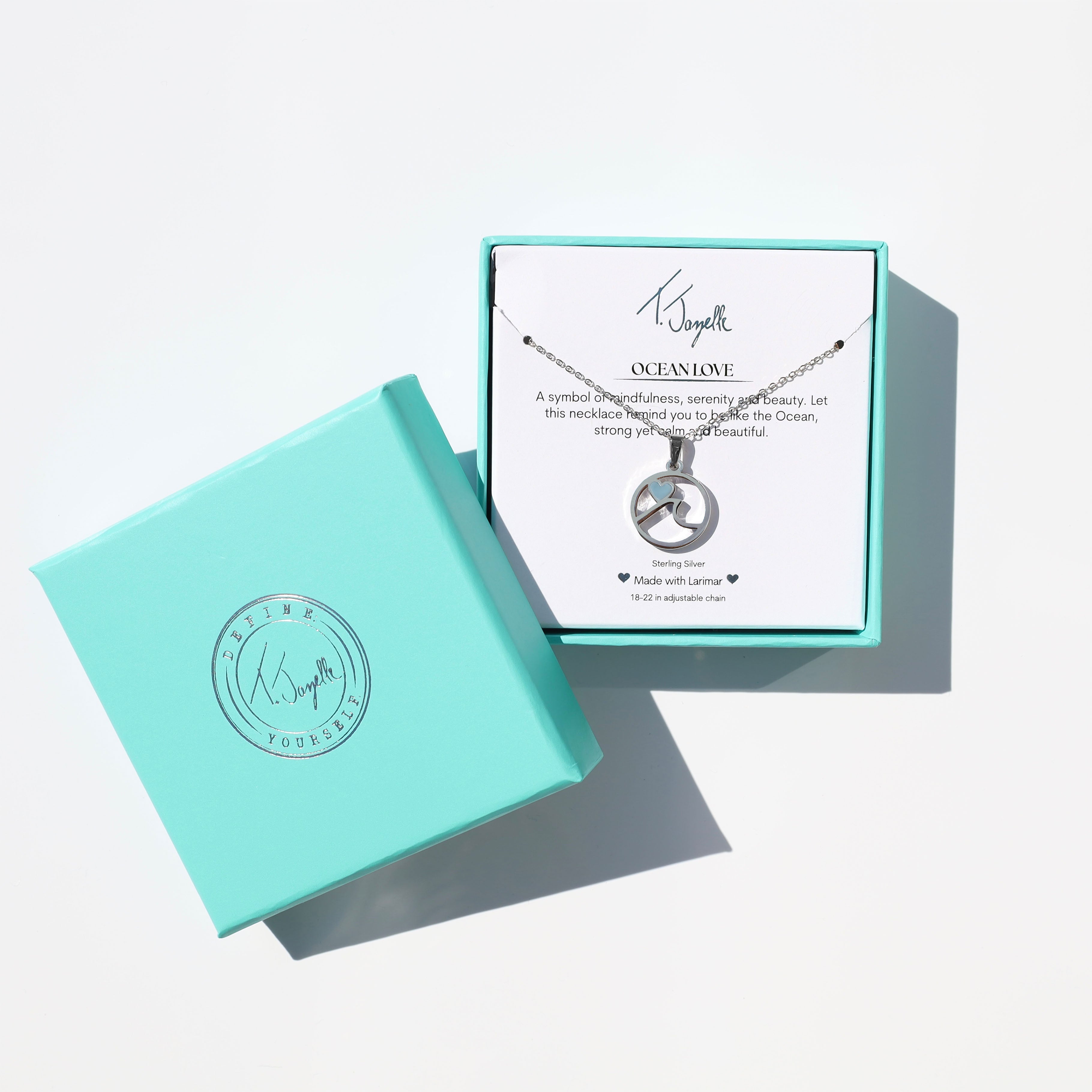 Larimar Ocean Love Sterling Silver Charm Necklace