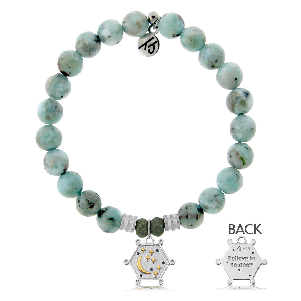 Larimar Stone Bracelet with Believe in Yourself Sterling Silver Charm