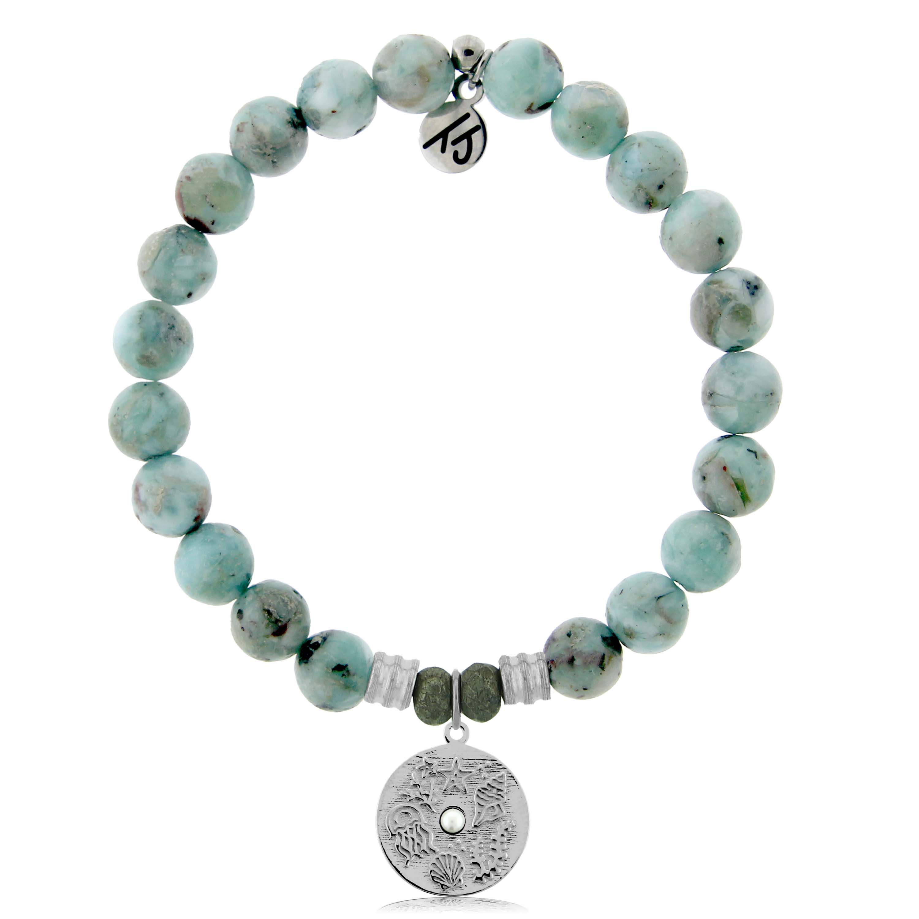 Larimar Stone Bracelet with Ocean Lover Sterling Silver Charm