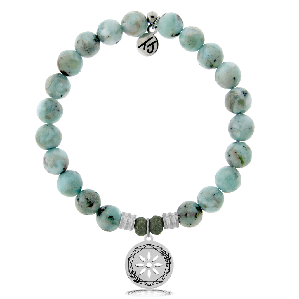 Larimar Stone Bracelet with Thank You Sterling Silver Charm