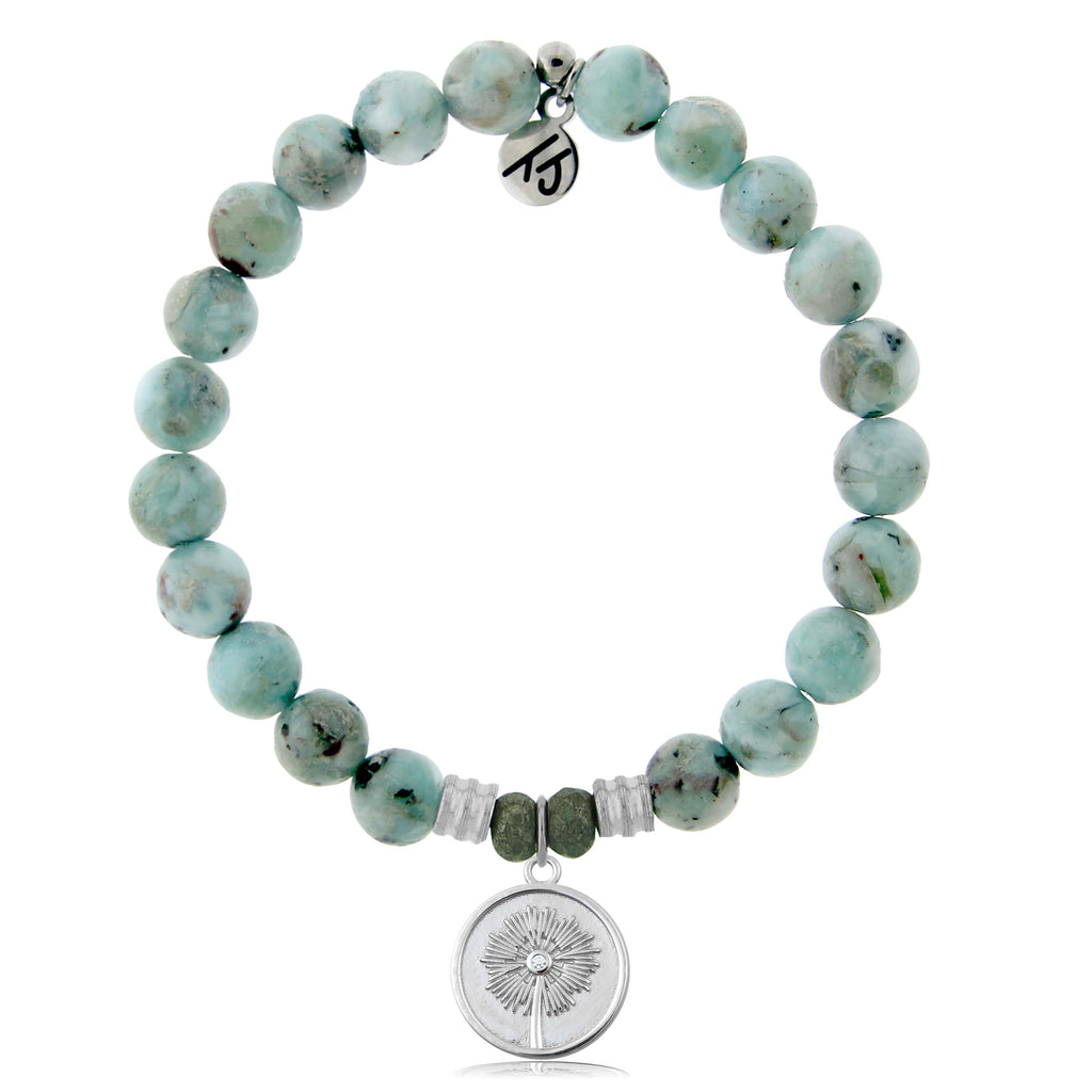 Larimar Stone Bracelet with Wish Sterling Silver Charm