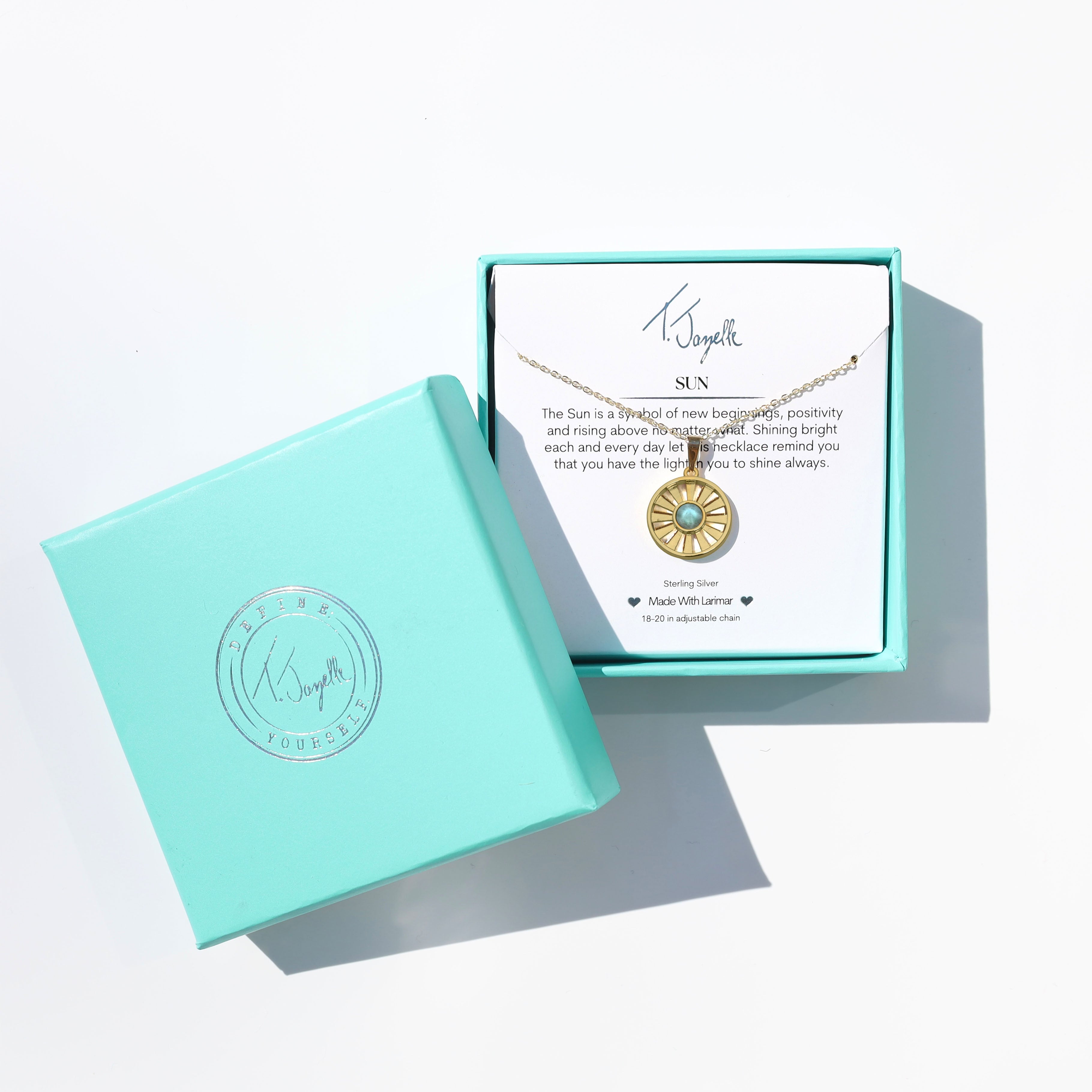 Larimar Sun Gold Charm Necklace