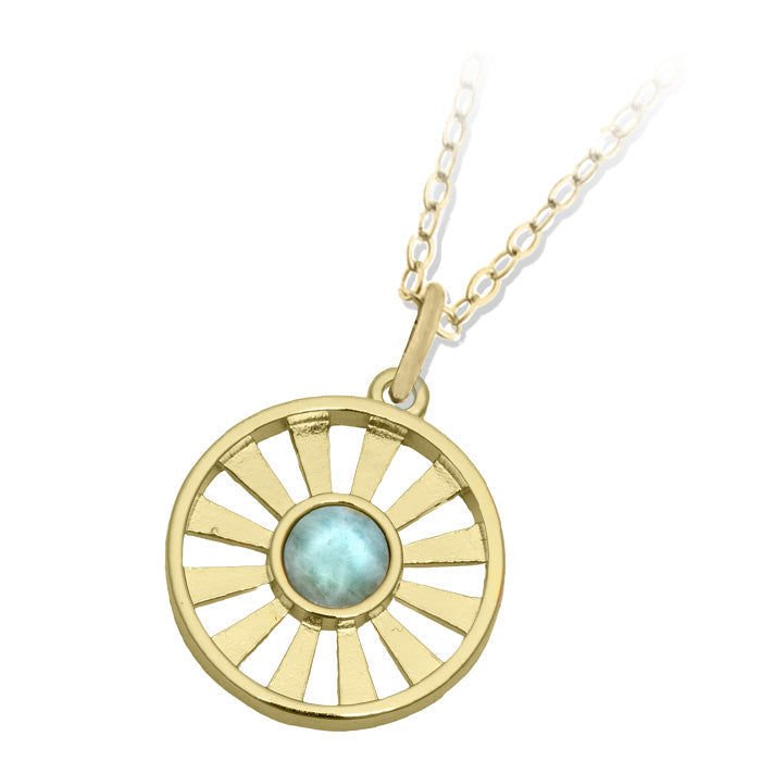 Larimar Sun Gold Charm Necklace