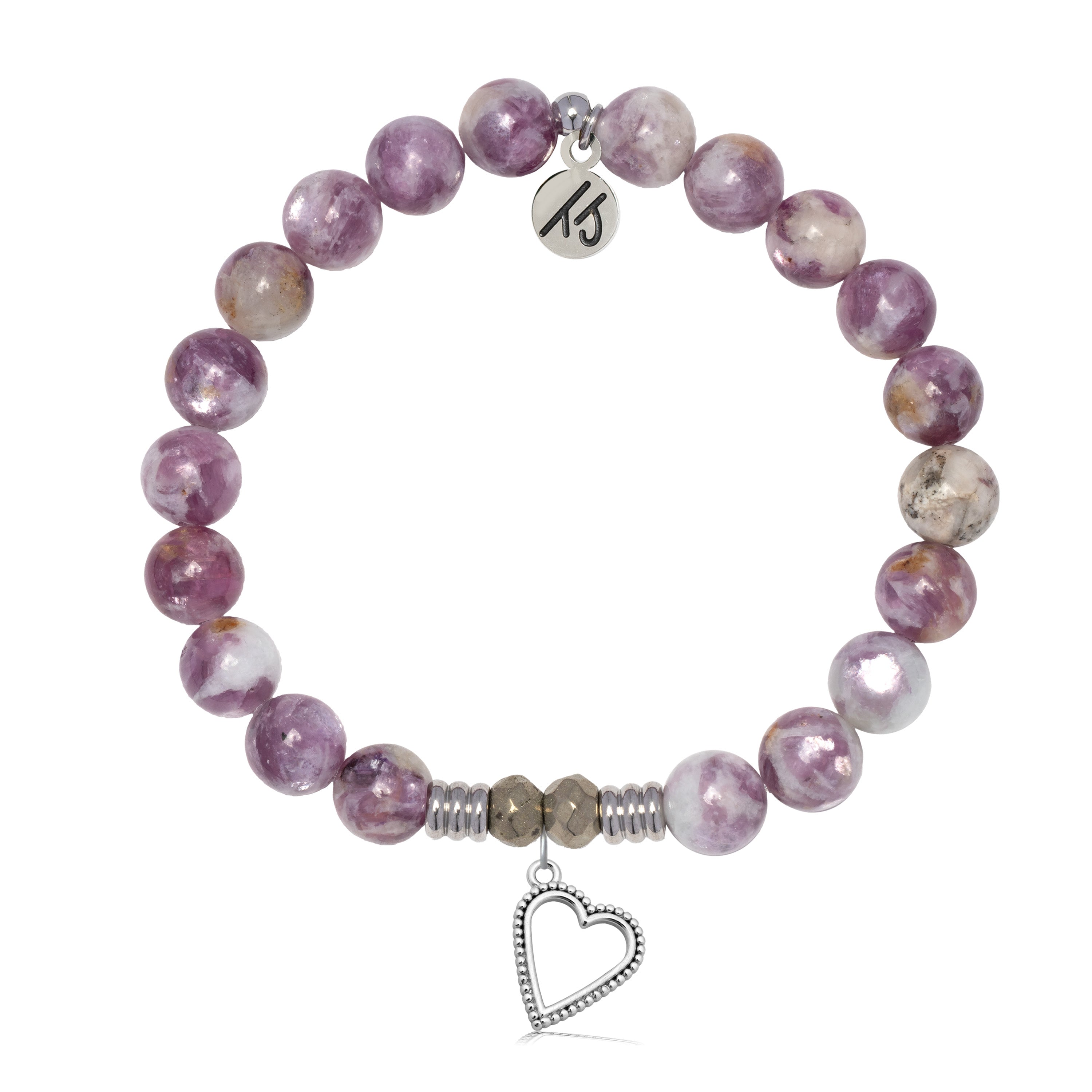 Lepidolite Quartz Gemstone Bracelet with Everlasting Love Sterling Silver Charm