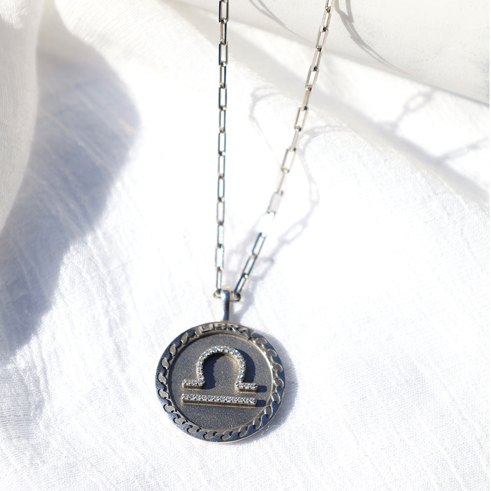 Libra Sterling Silver Zodiac Necklace