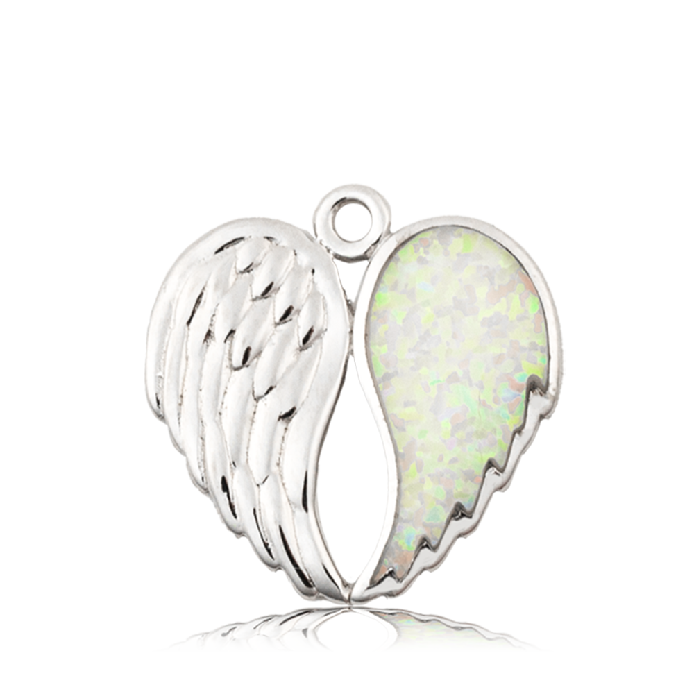 Light Green Shell Gemstone Bracelet with My Angel Sterling Silver Charm