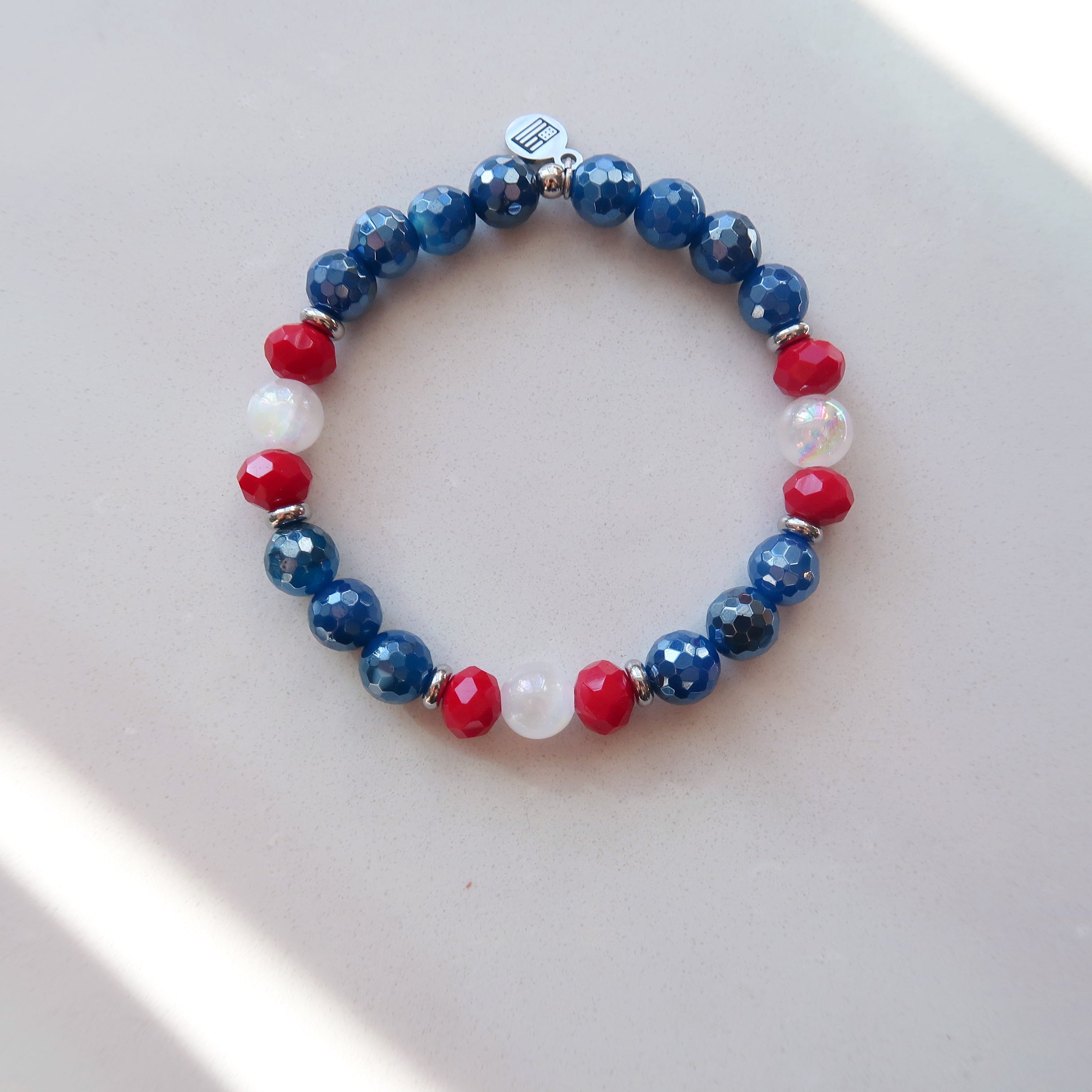 Limited Edition Bracelet- Championship Stacker with Blue Agate Gemstones