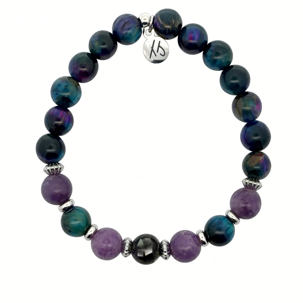 Limited Edition Exclusive Black Shell with Indigo Tigers Eye Gemstone Bracelet