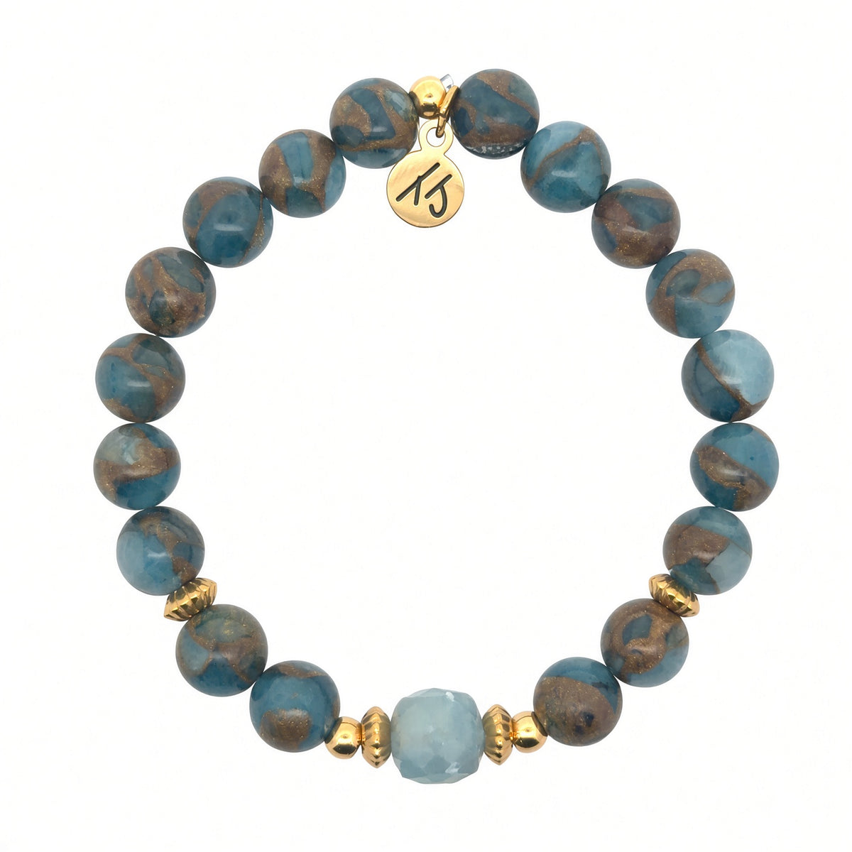 Limited Edition Exclusive Blue Agate Sandstone with Blue Calcite Gemstone Bracelet