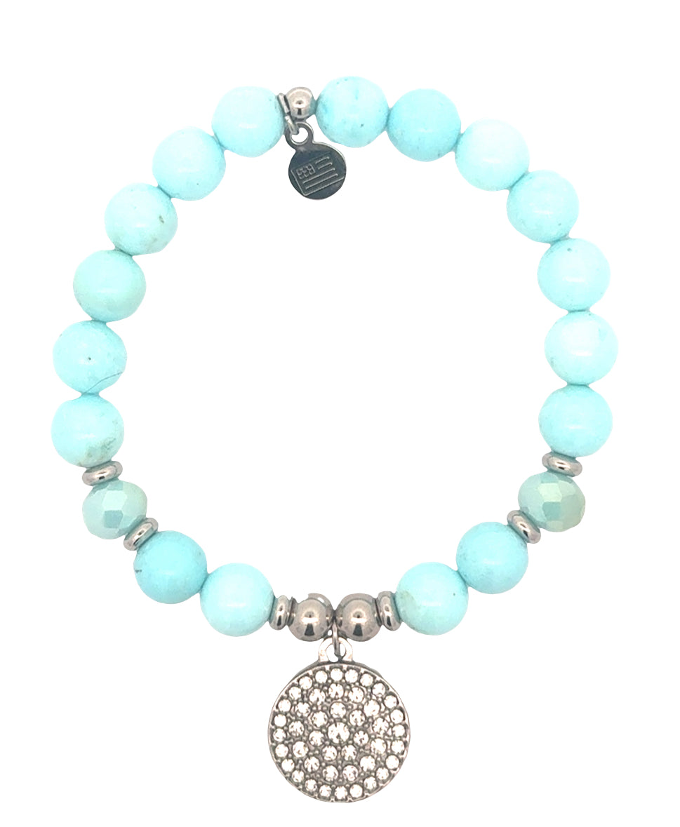 Limited Edition Exclusive Positivity Charm with Blue Turquoise Gemstone Bracelet