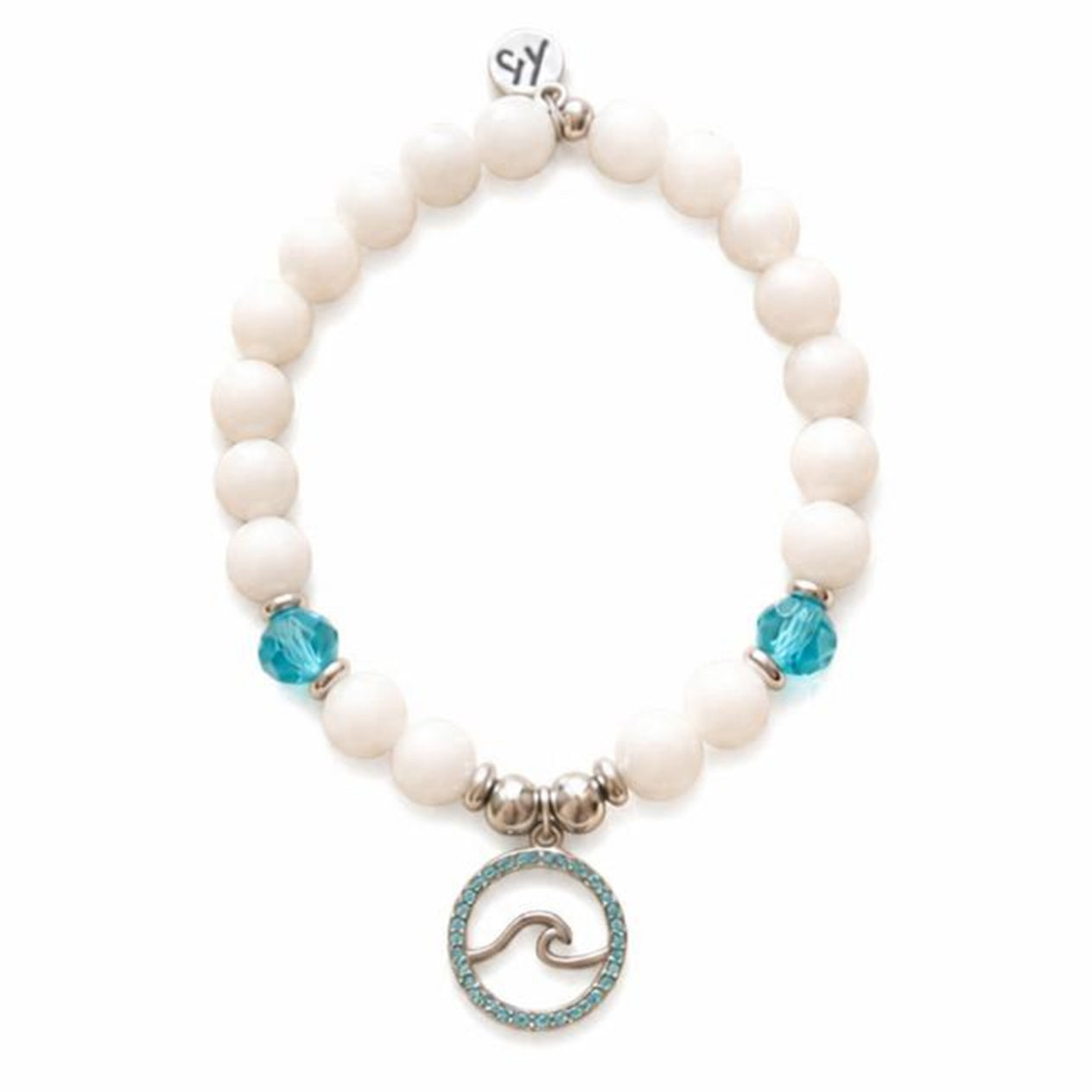 Limited Edition Exclusive Serenity Wave Charm with Celestine Gemstone Bracelet