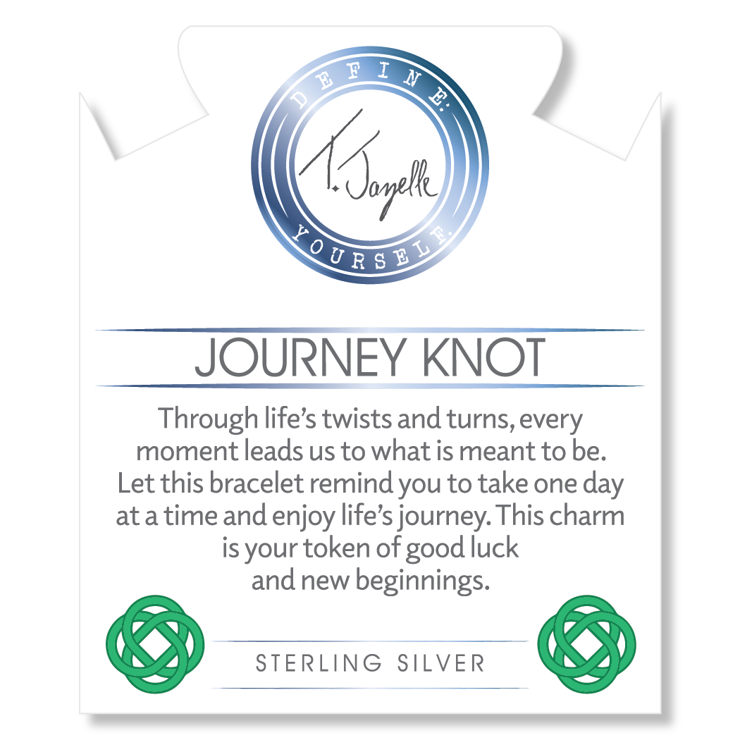 Limited Edition: Green Fire Agate Gemstone Bracelet with Journey Knot Sterling Silver Charm