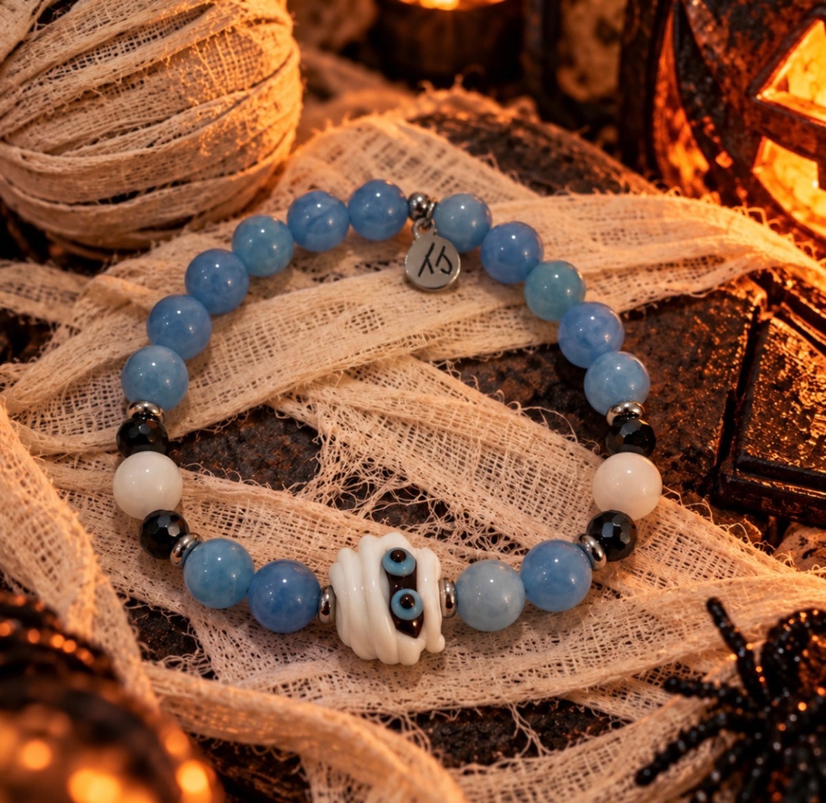 Limited Edition Mummy with Blue Chalcedony Gemstone Exclusive Bracelet