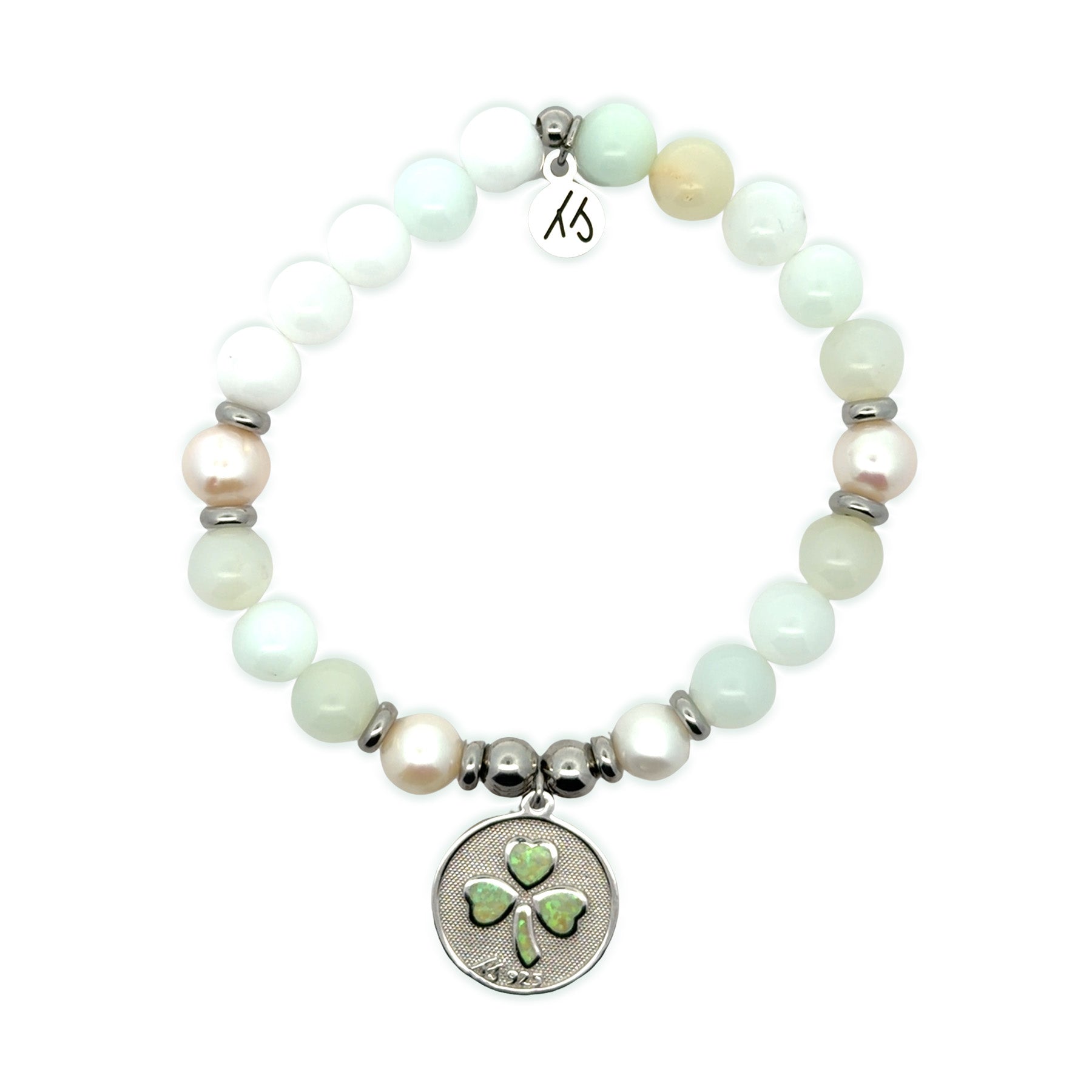 Live Shopping Limited Edition Green Opal Clover & Green Opal Chalcedony Gemstone Exclusive Bracelet