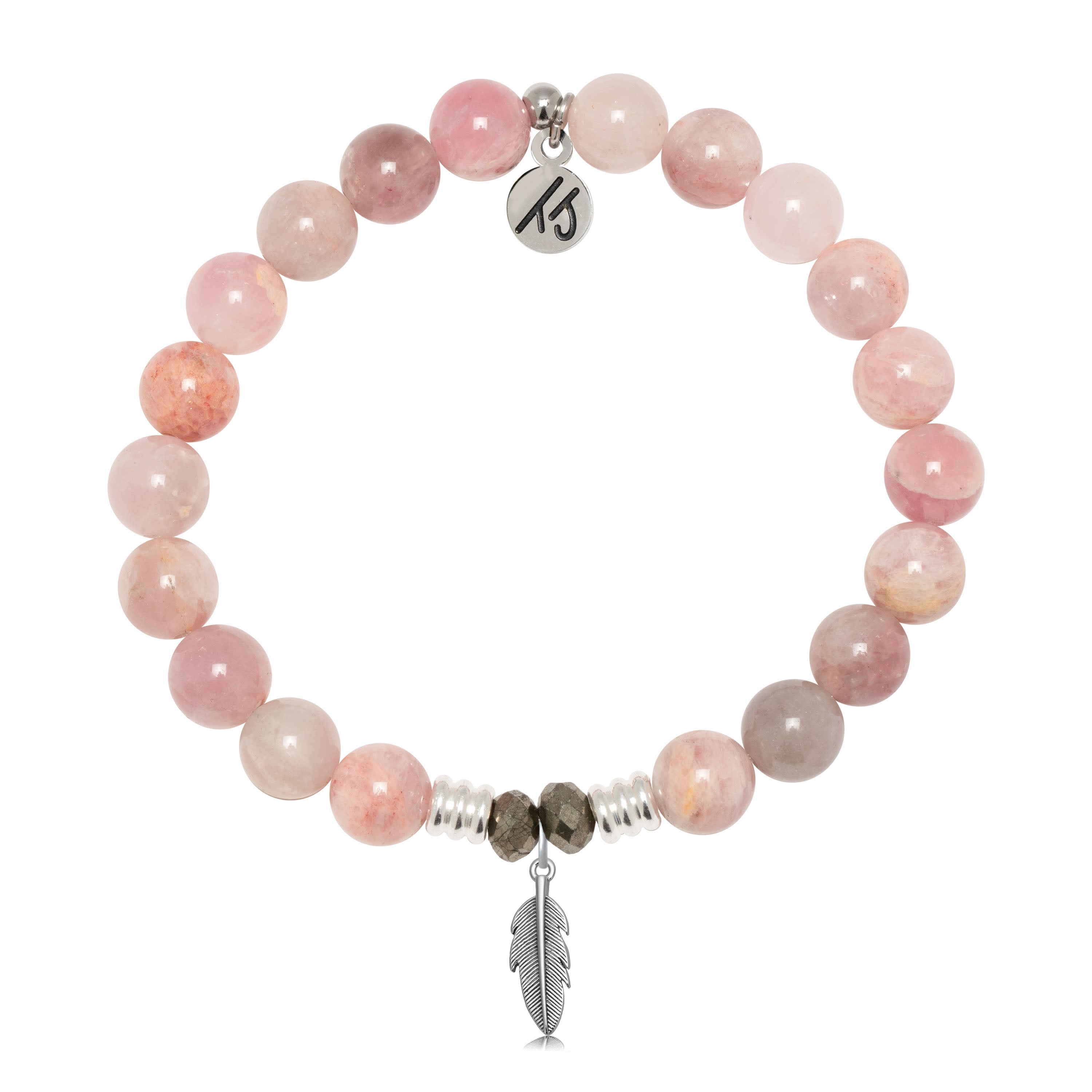 Madagascar Quartz Gemstone Bracelet with Feather Sterling Silver Charm