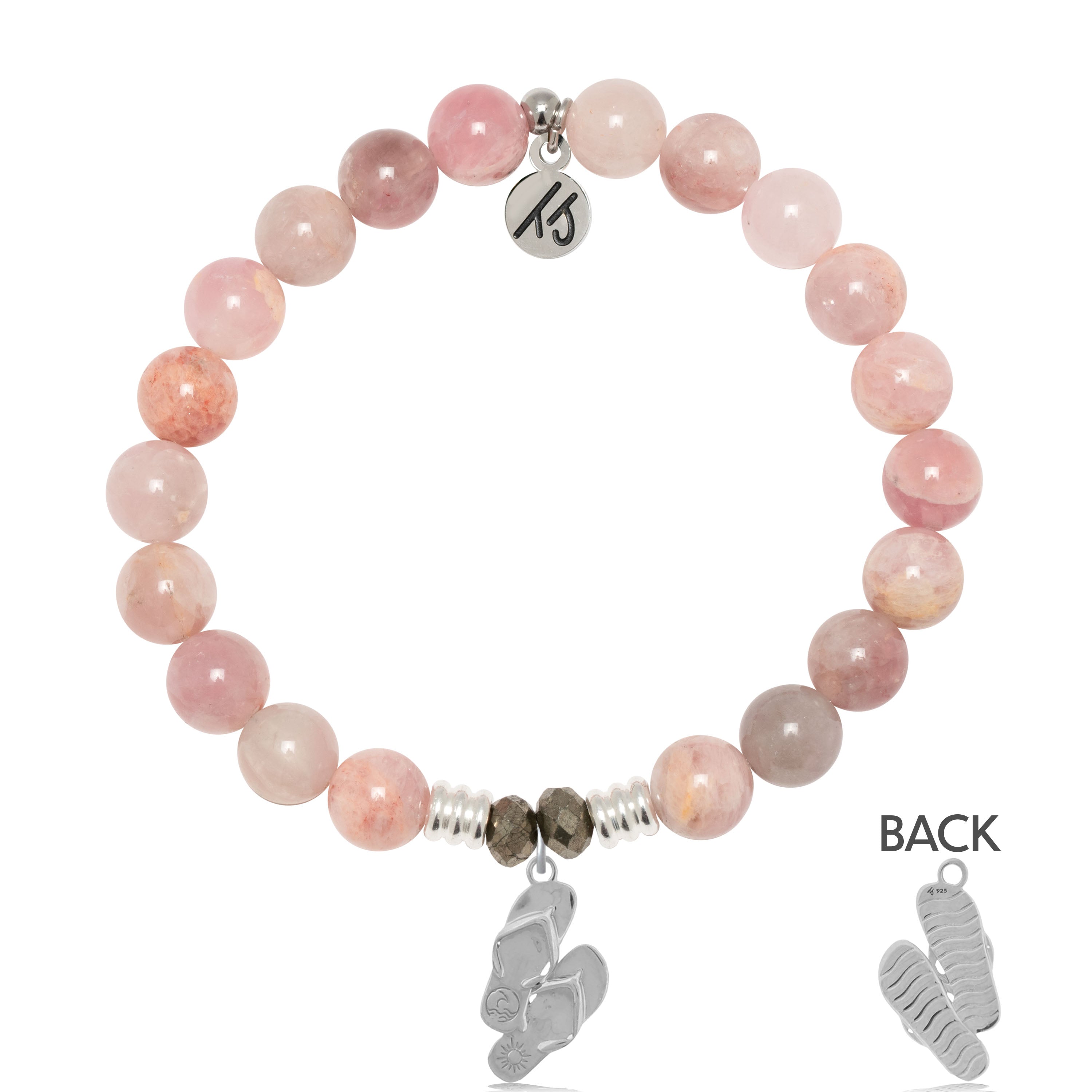 Madagascar Quartz Gemstone Bracelet with Flip Flop Sterling Silver Charm