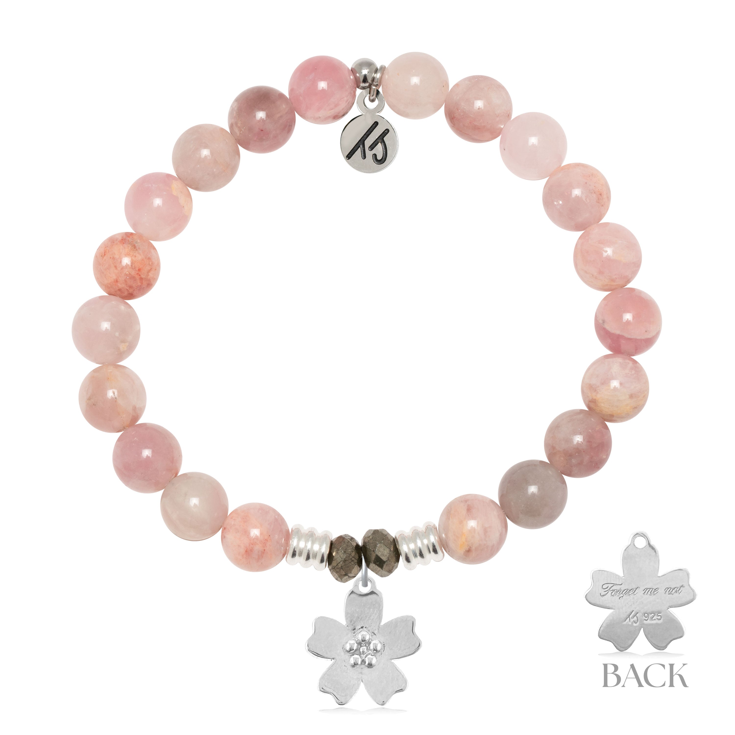 Madagascar Quartz Gemstone Bracelet with Forget Me Not Sterling Silver Charm