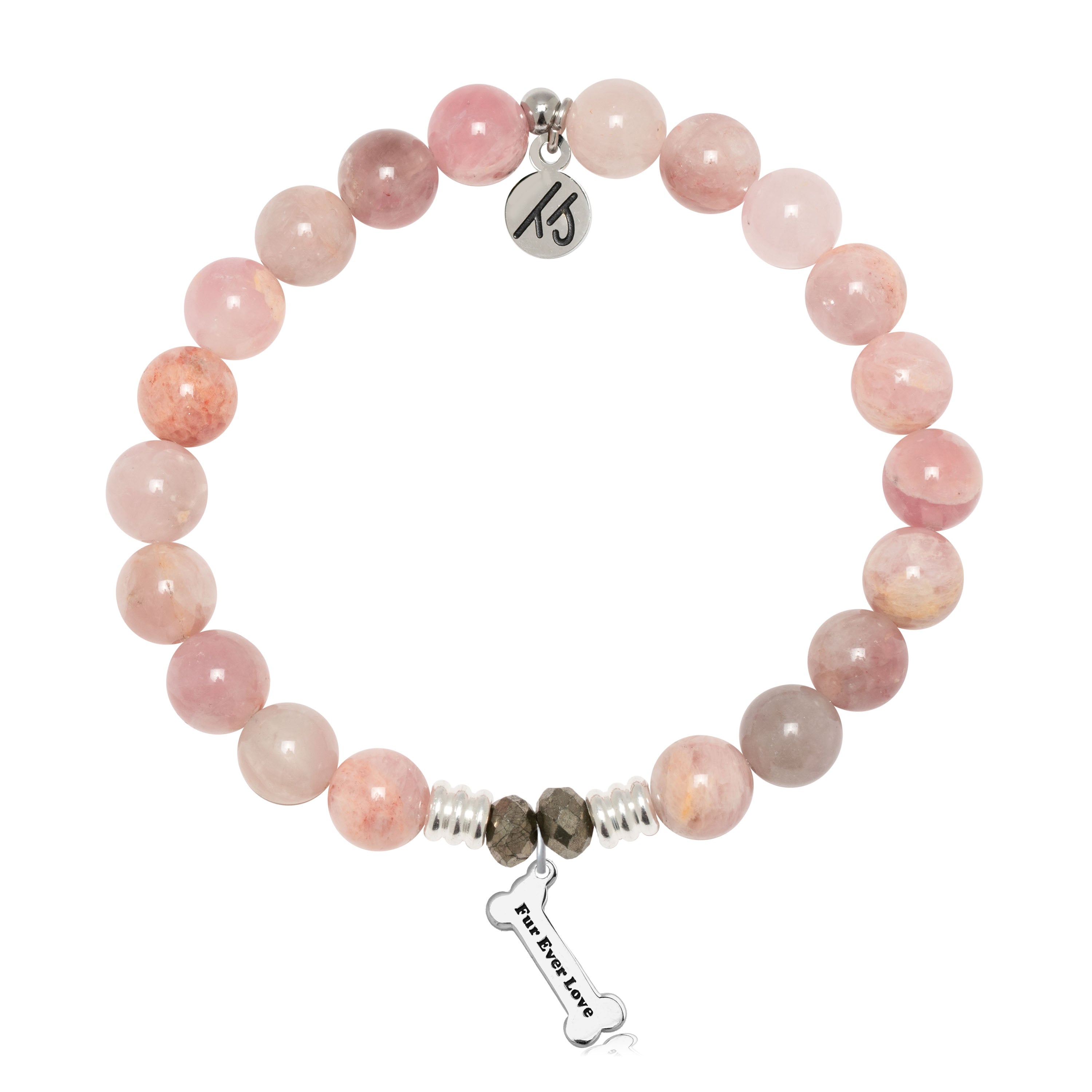 Madagascar Quartz Gemstone Bracelet with Fur Ever Love Sterling Silver Charm