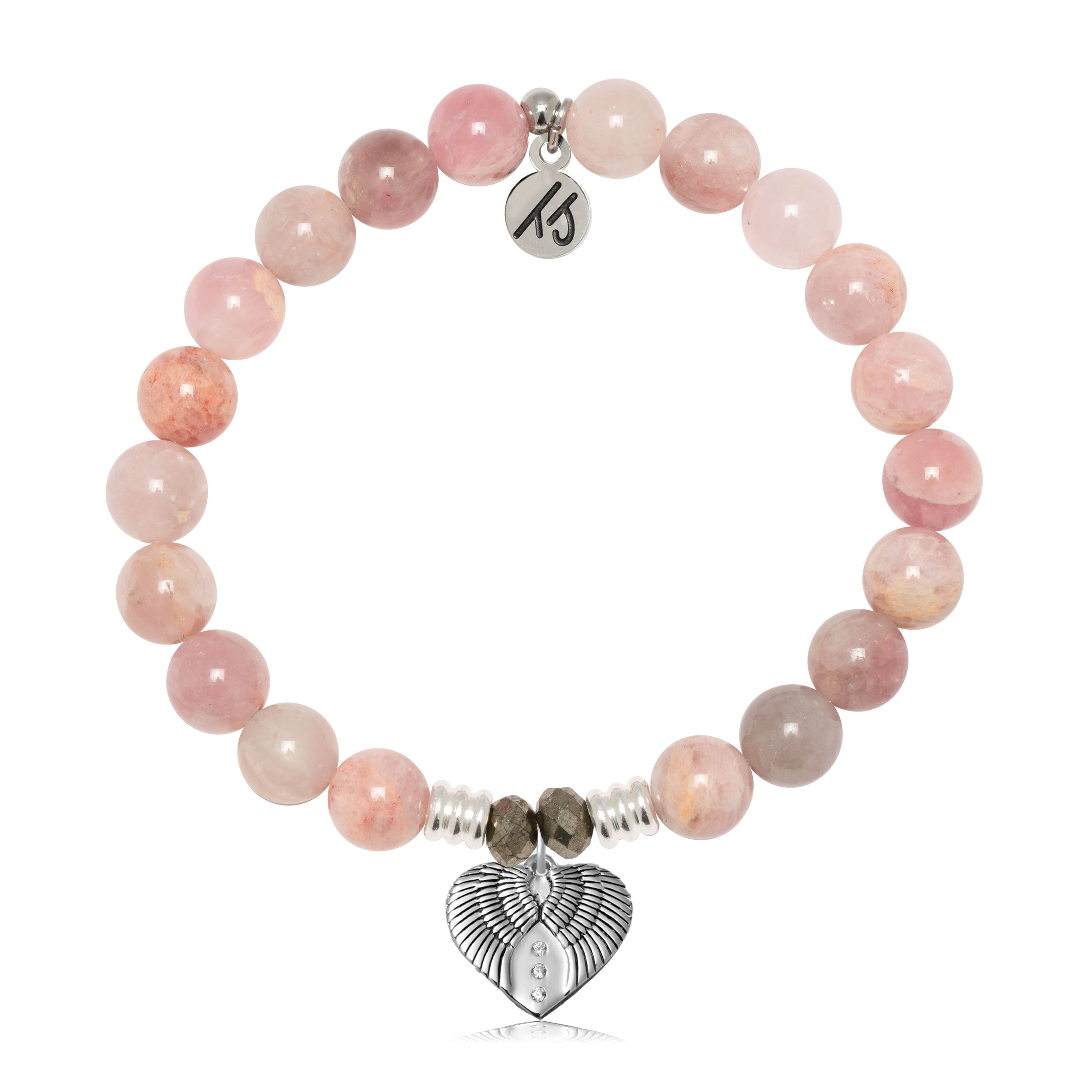 Madagascar Quartz Gemstone Bracelet with Heart of Angels Sterling Silver Charm
