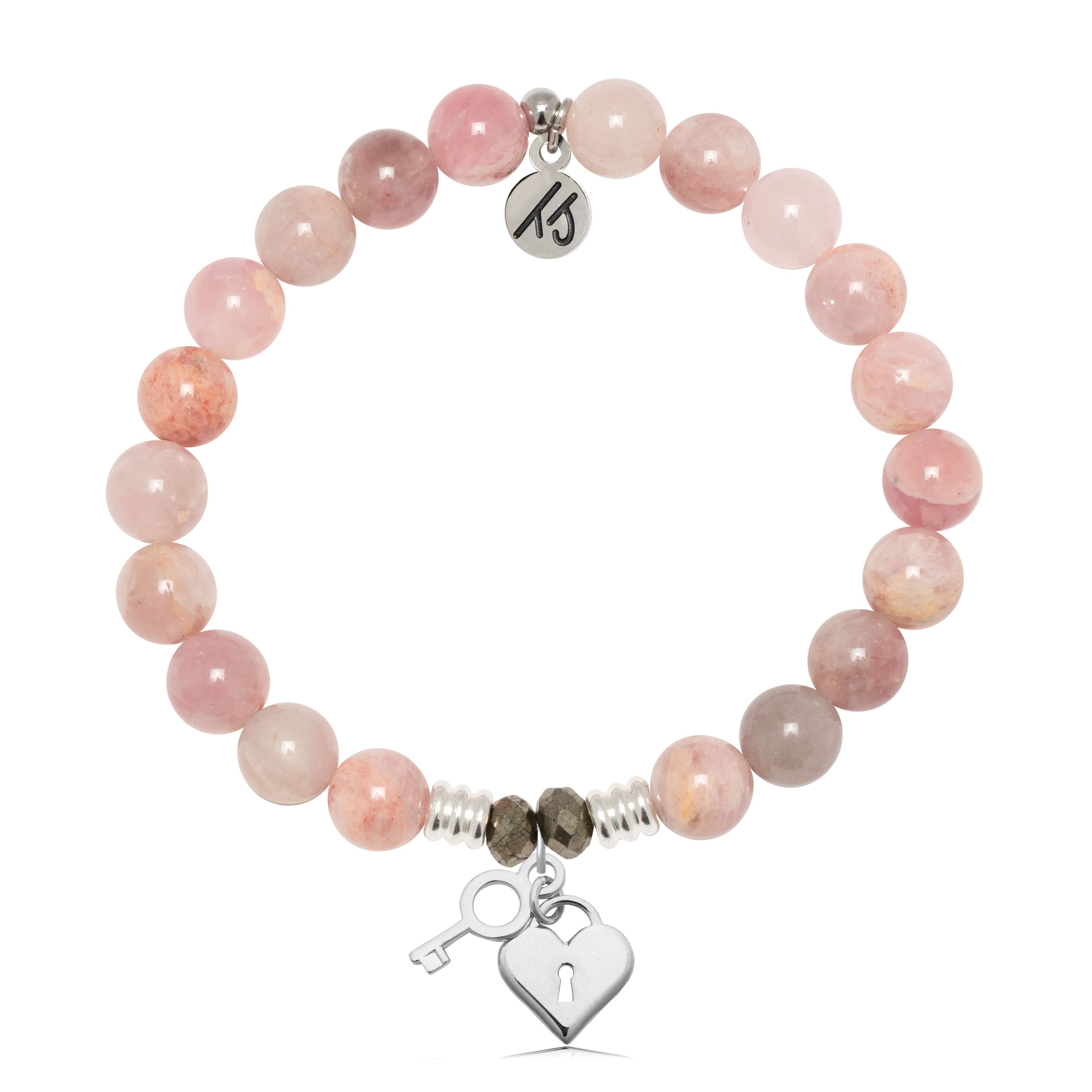 Madagascar Quartz Gemstone Bracelet with Key to my Heart Sterling Silver Charm