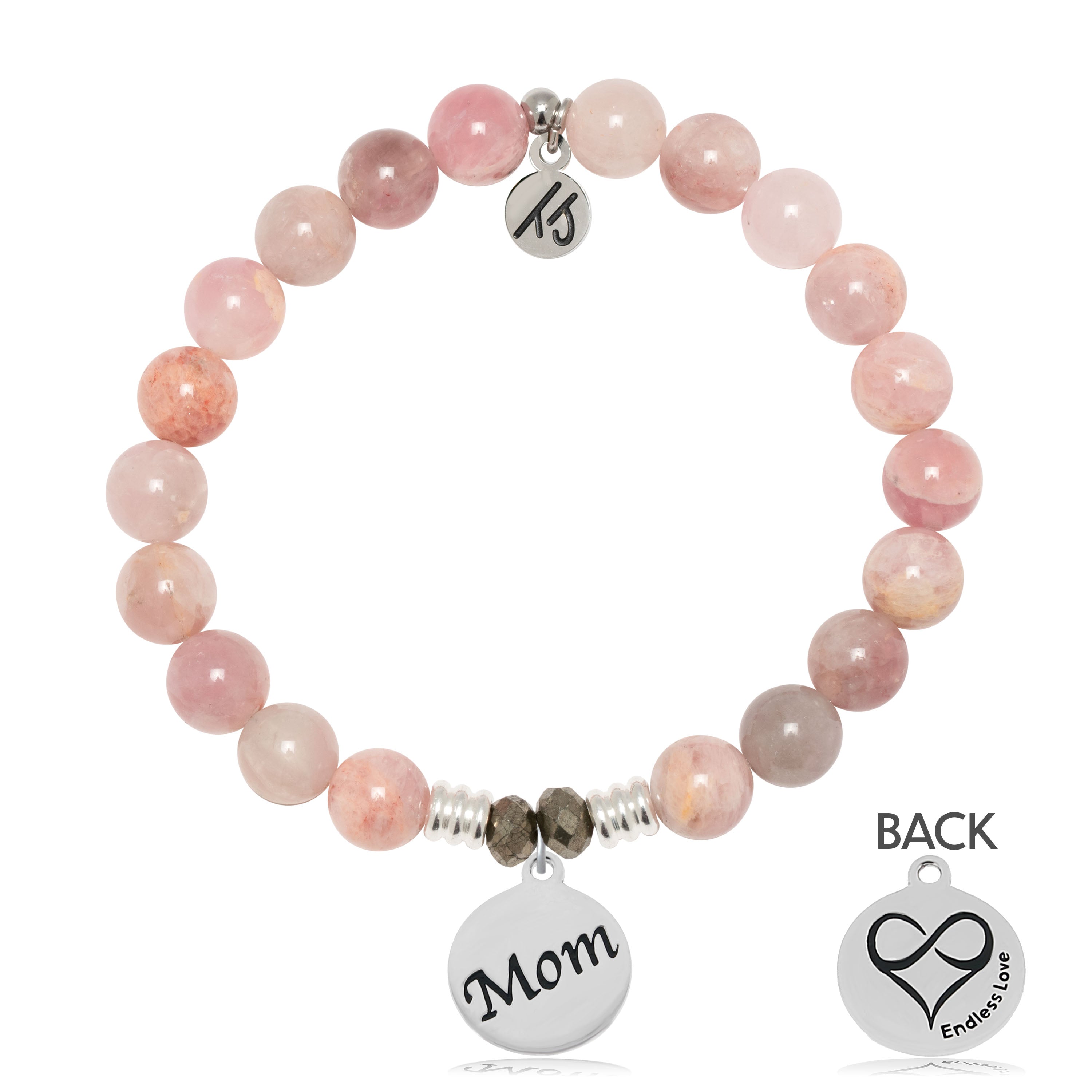 Madagascar Quartz Gemstone Bracelet with Mom Sterling Silver Charm