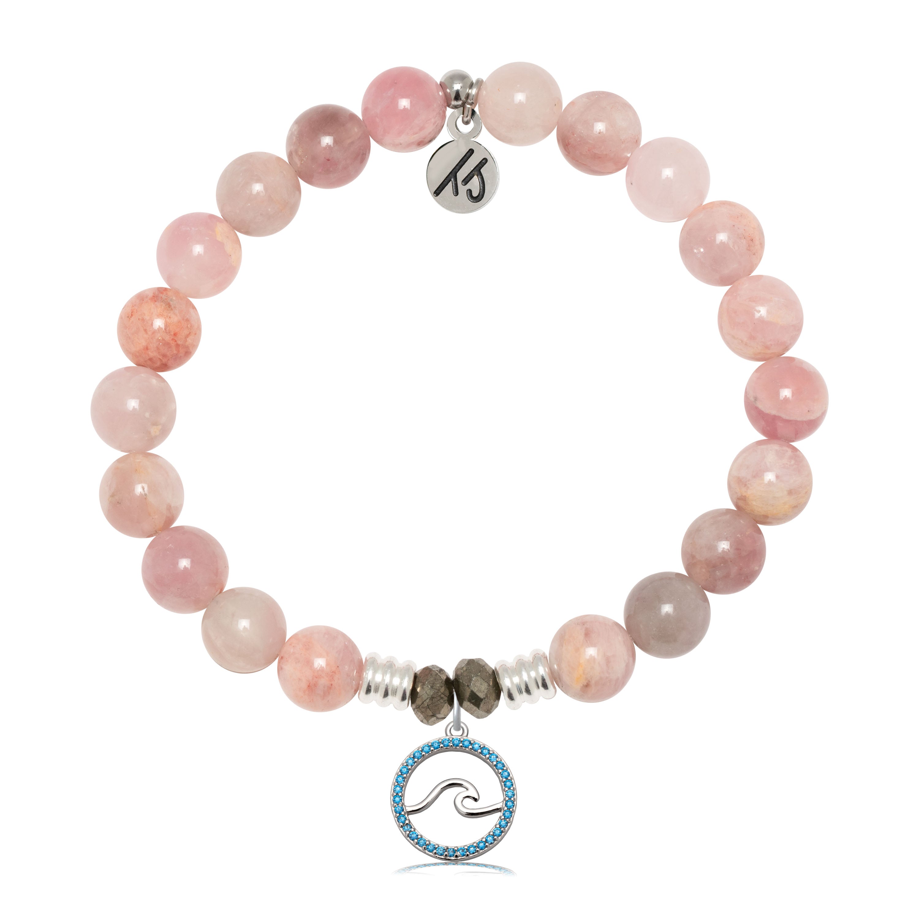 Madagascar Quartz Gemstone Bracelet with Serenity Wave Sterling Silver Charm