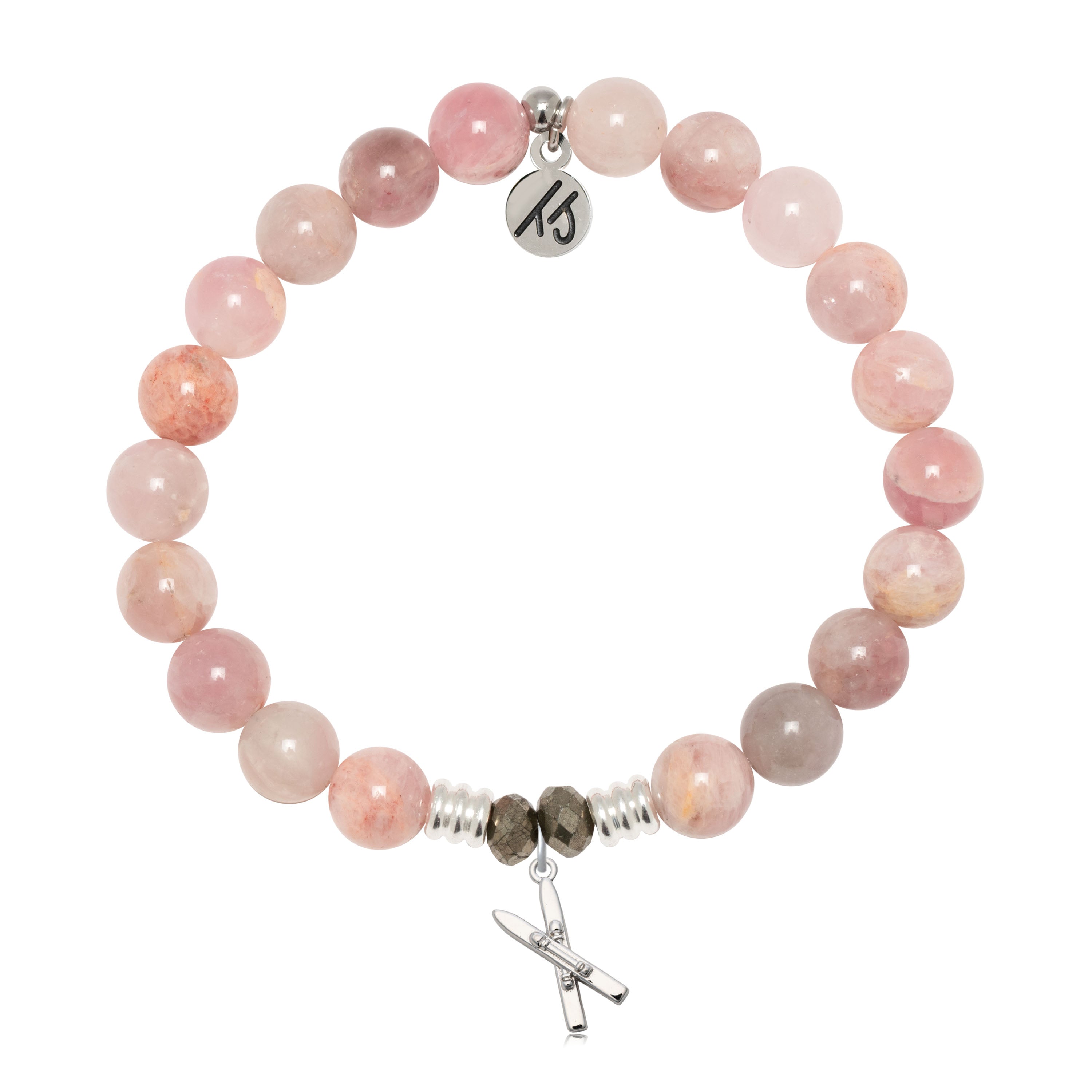 Madagascar Quartz Gemstone Bracelet with Skis Sterling Silver Charm