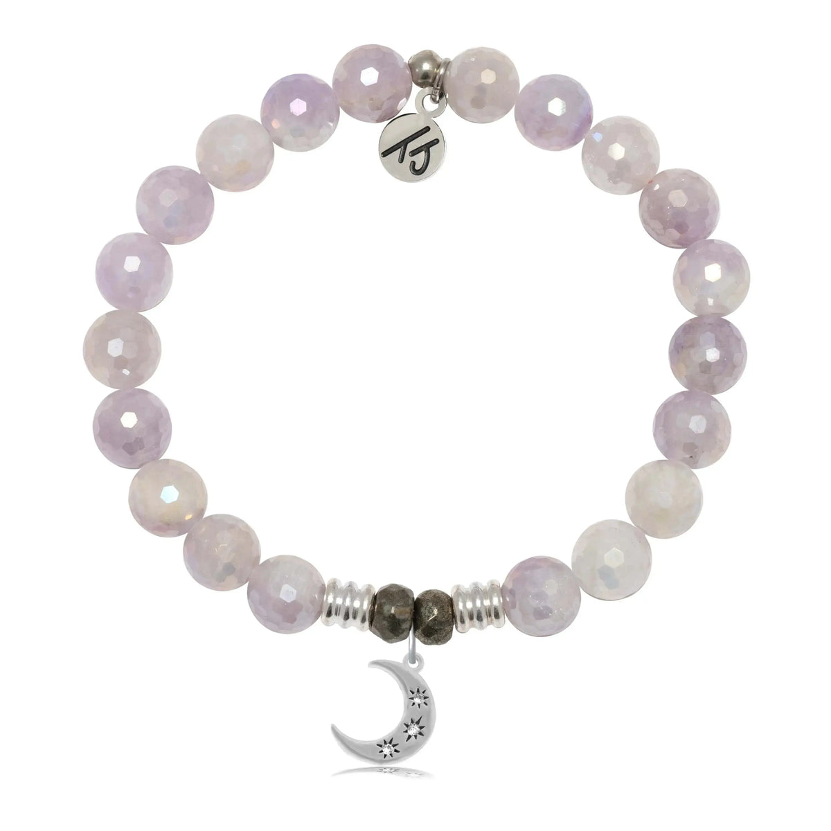 Mauve Jade Gemstone Bracelet with Friendship Stars Sterling Silver Charm