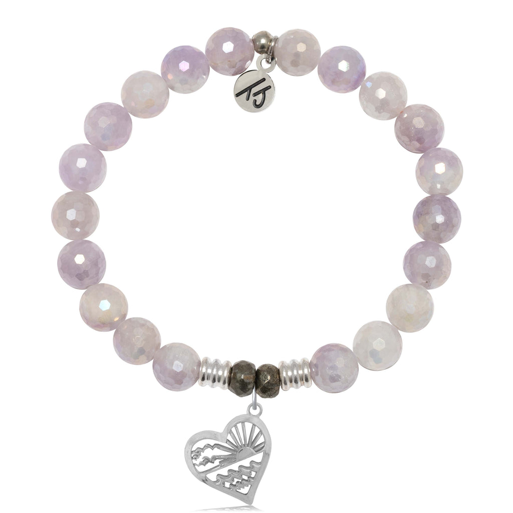Mauve Jade Gemstone Bracelet with Seas the Day Sterling Silver Charm