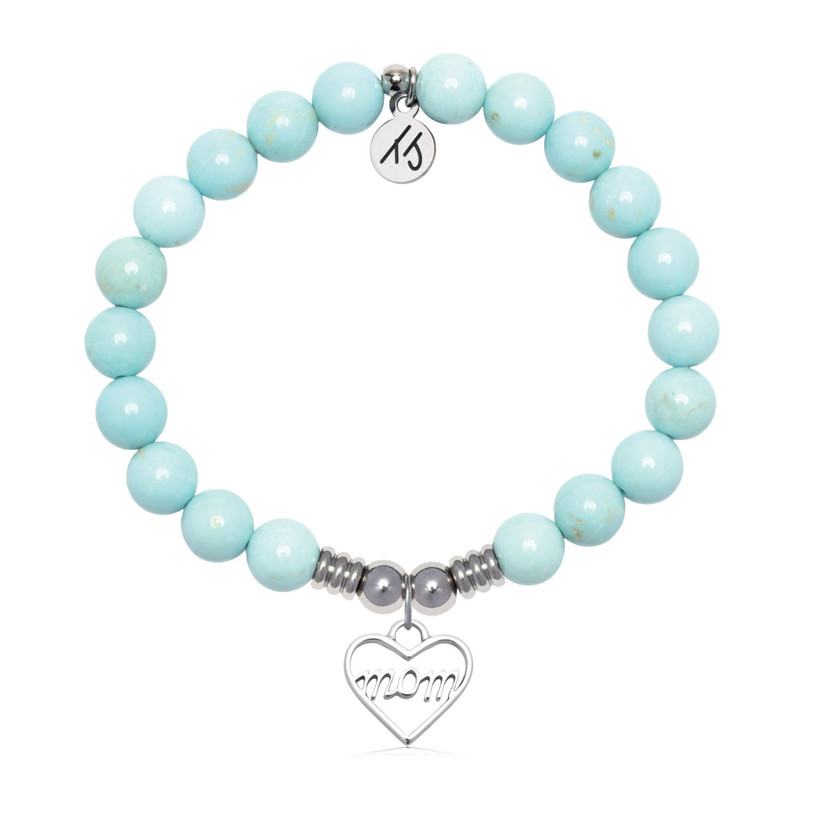 Mom Charm with Blue Turquoise Gemstone Bracelet