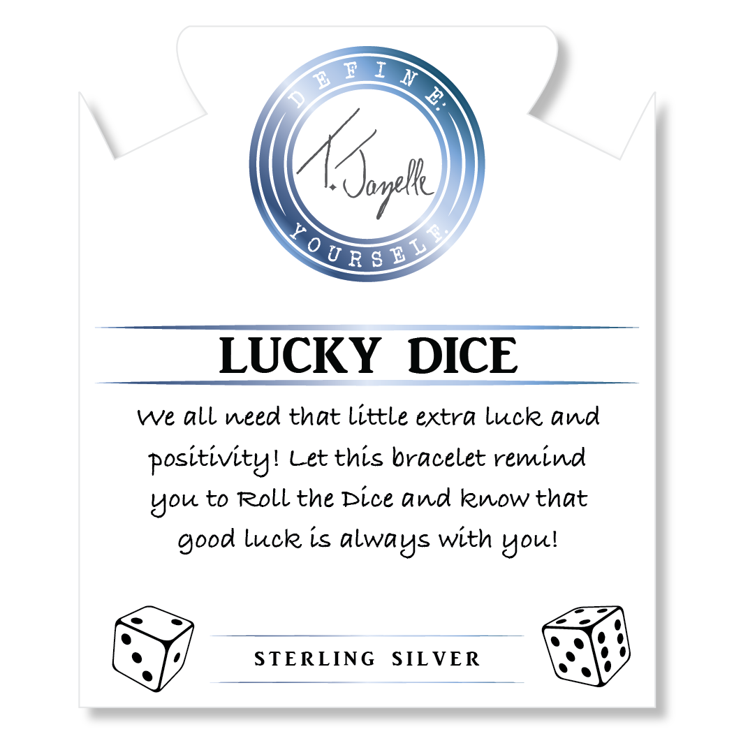 Moonstone Gemstone Bracelet with Lucky Dice Sterling Silver Charm