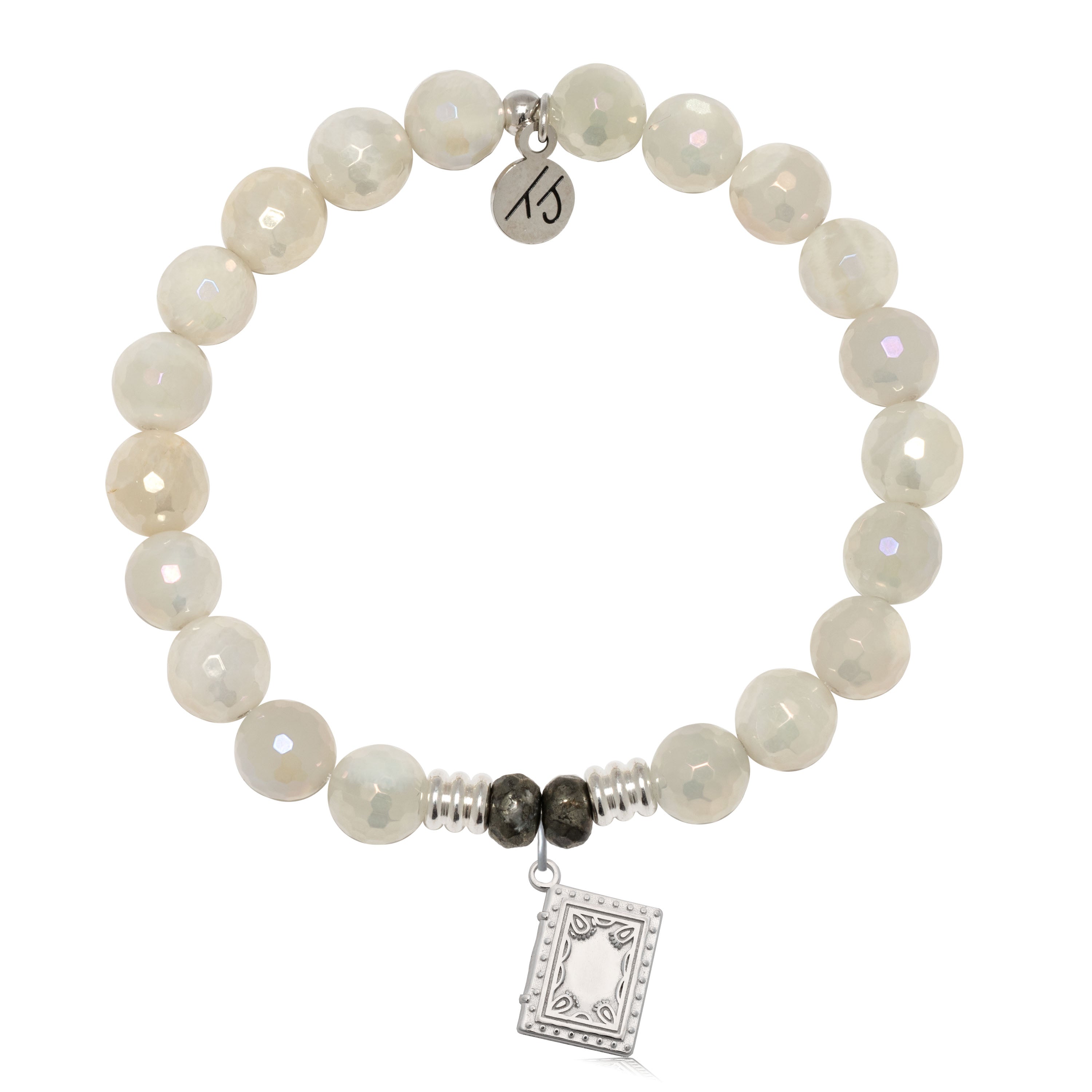 Moonstone Gemstone Bracelet with Memories Sterling Silver Charm