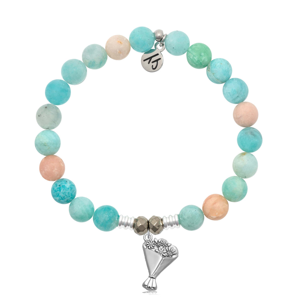 Multi Amazonite Gemstone Bracelet with Thinking of You Sterling Silver Charm