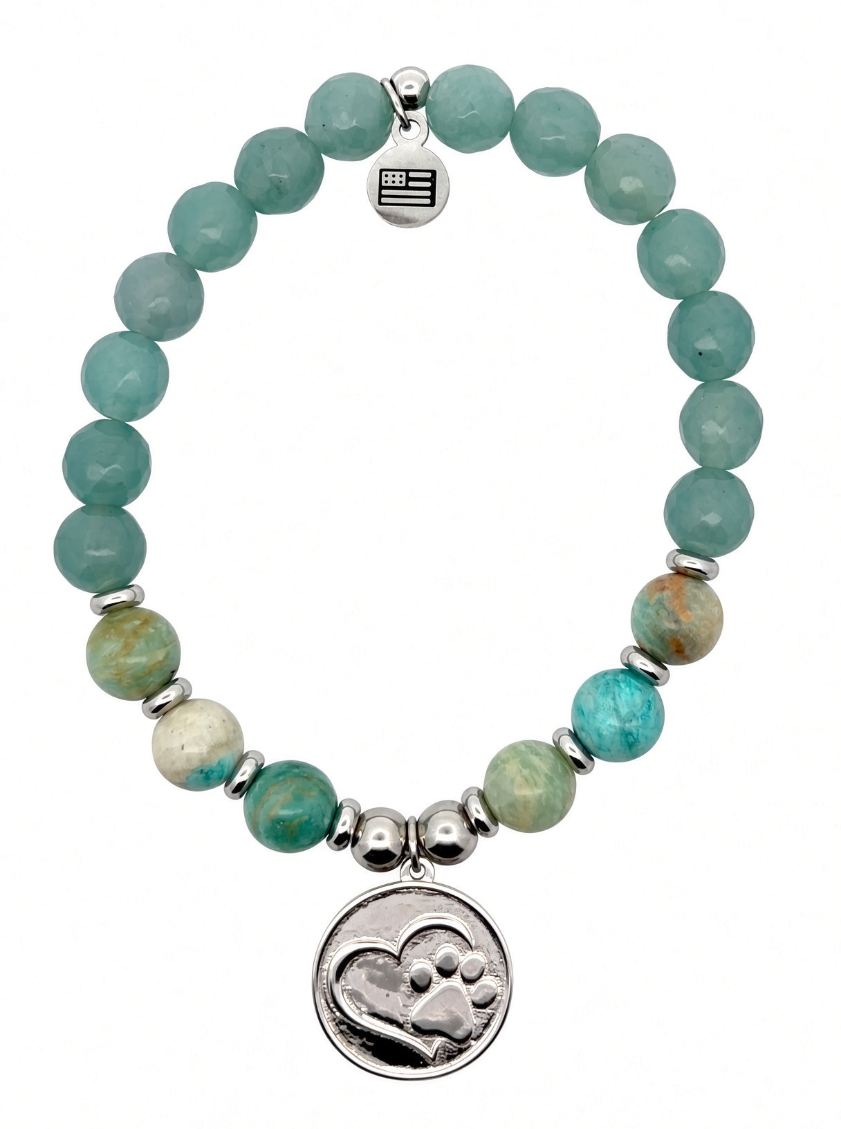 National Dog Day Exclusive with Sterling Silver Paw Charm & Mountain Blue Jade Gemstone Bracelet
