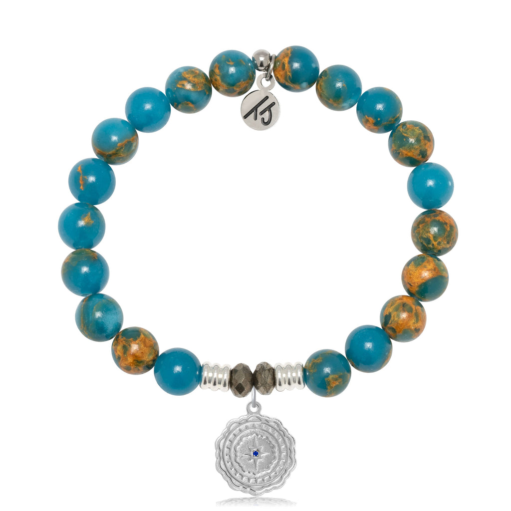 Ocean Jasper Gemstone Bracelet with Healing Sterling Silver Charm