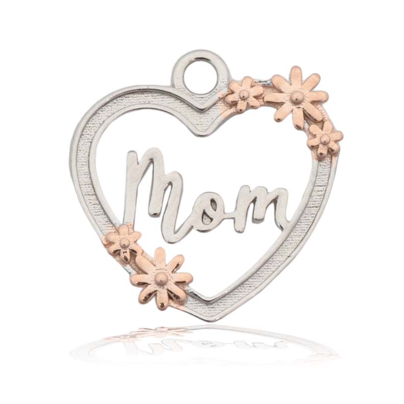 Ocean Jasper Gemstone Bracelet with Heart Mom Sterling Silver Charm