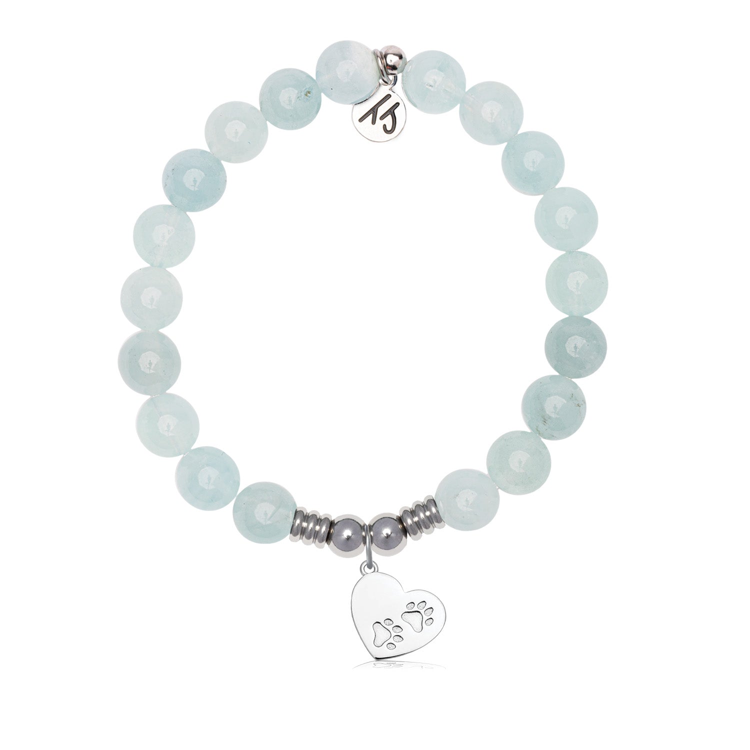 Paws of Love Charm with Blue Aquamarine Jade Gemstone Bracelet