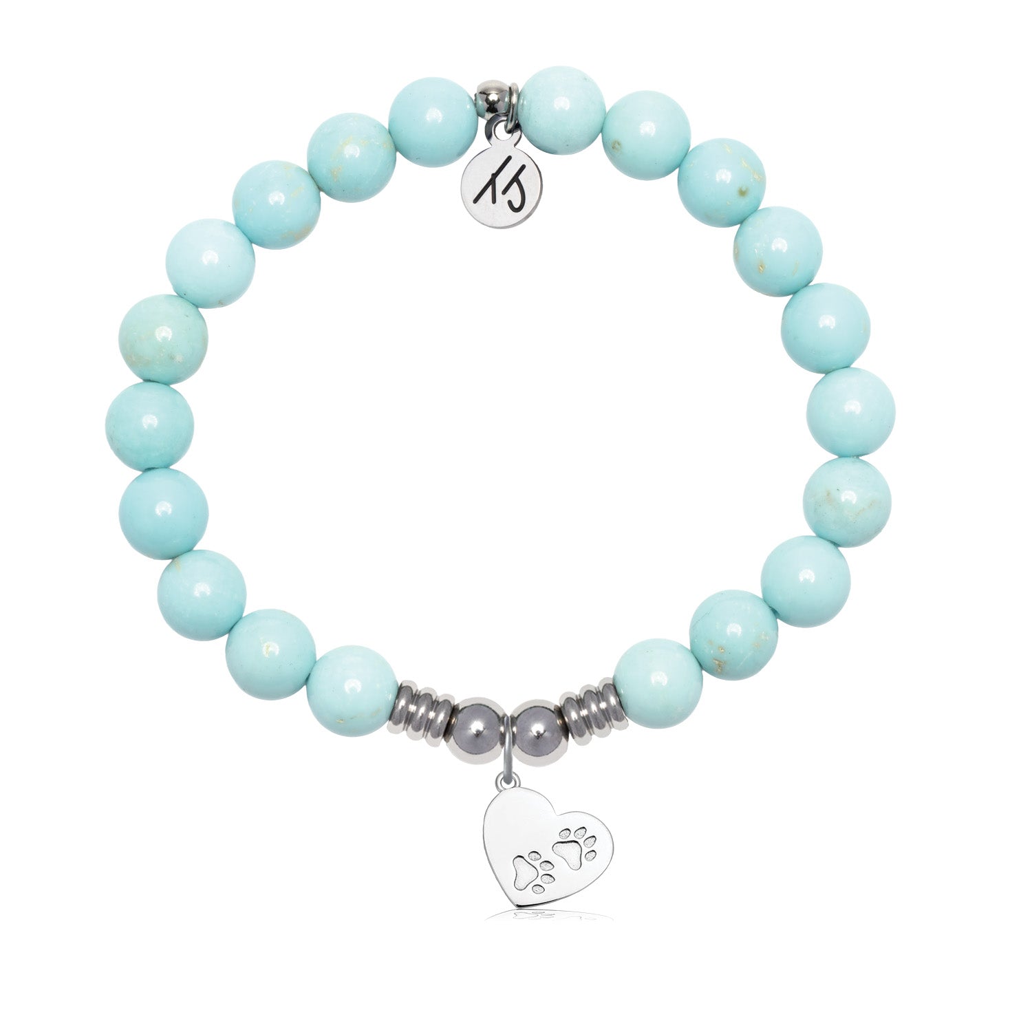 Paws of Love Charm with Blue Turquoise Gemstone Bracelet