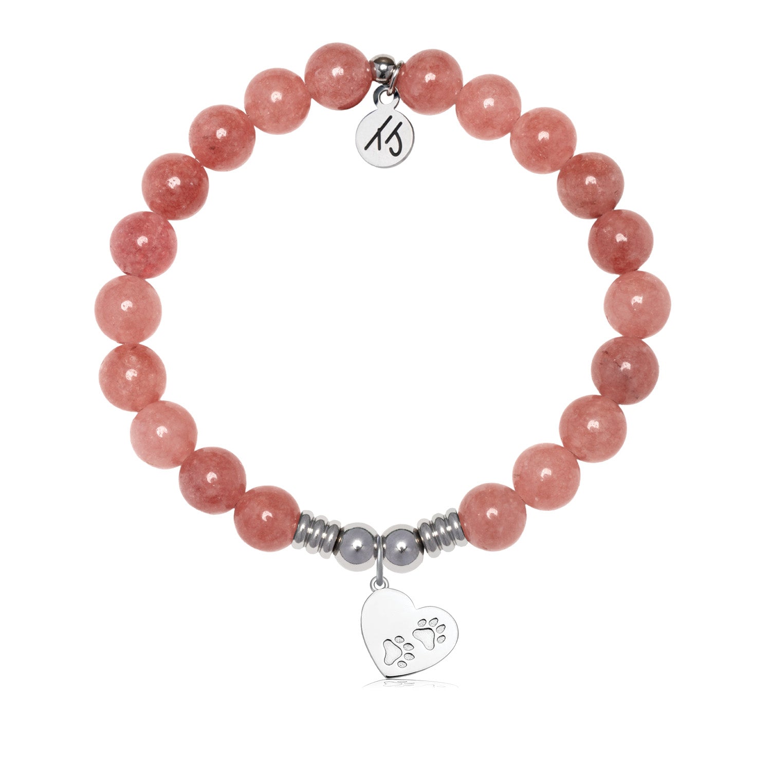 Paws of Love Charm with Strawberry Jade Gemstone Bracelet