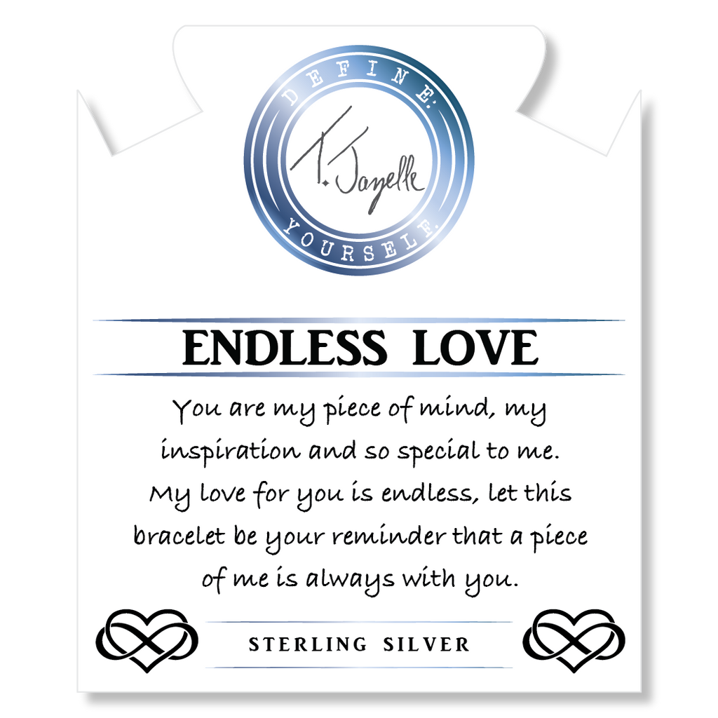 Peach Moonstone Gemstone Bracelet with Endless Love Sterling Silver Charm