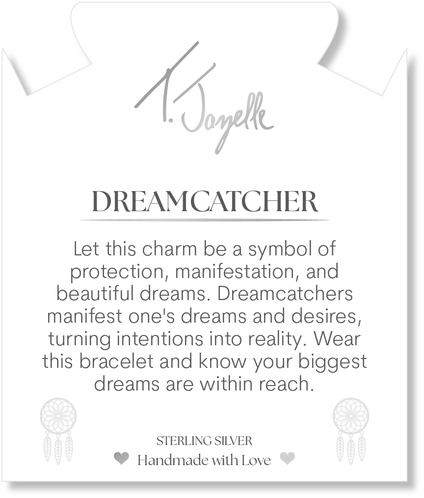 Pink Chalcedony Gemstone Bracelet with Dream Catcher Sterling Silver Charm