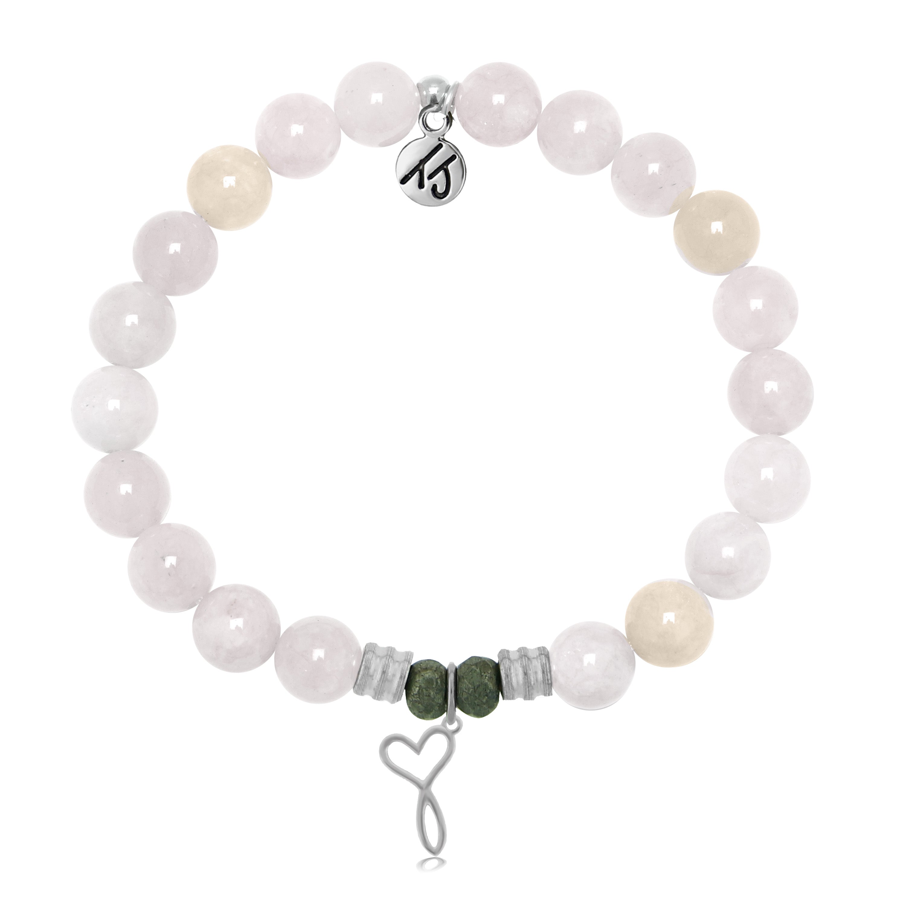 Pink Morganite Gemstone Bracelet with Infinity Heart Sterling Silver Charm