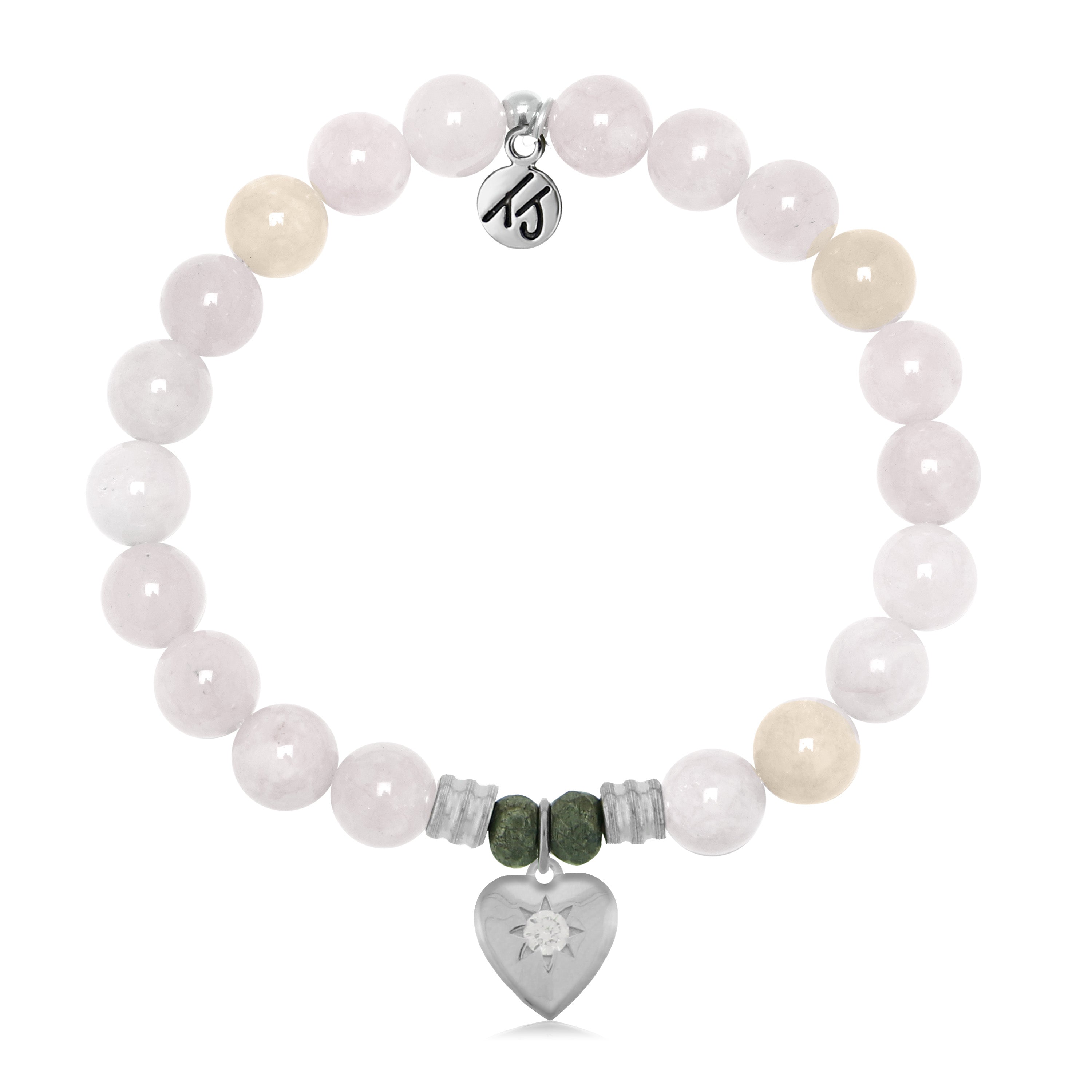 Pink Morganite Gemstone Bracelet with Self Love Sterling Silver Charm