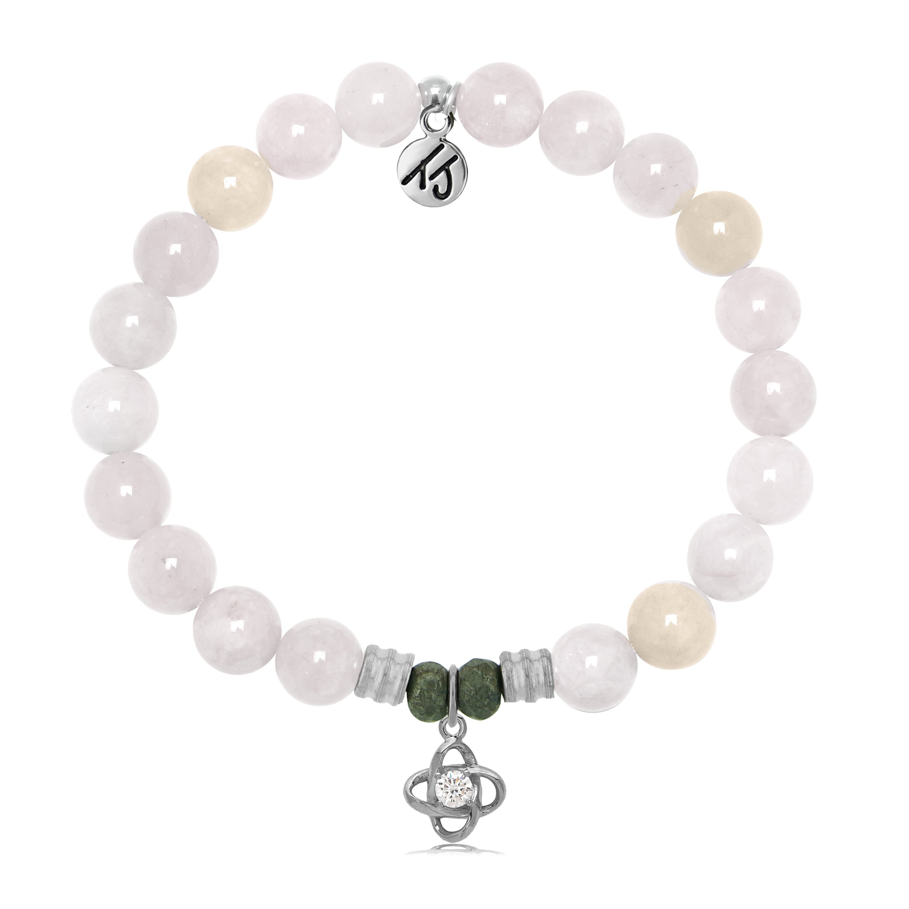 Pink Morganite Gemstone Bracelet with Stronger Together Sterling Silver Charm
