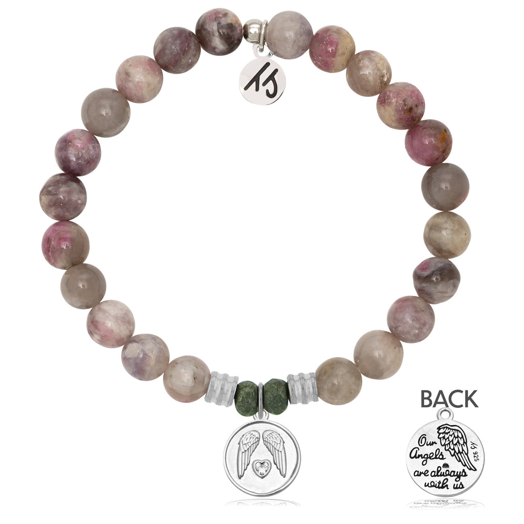 Pink Tourmaline Stone Bracelet with Guardian Sterling Silver Charm