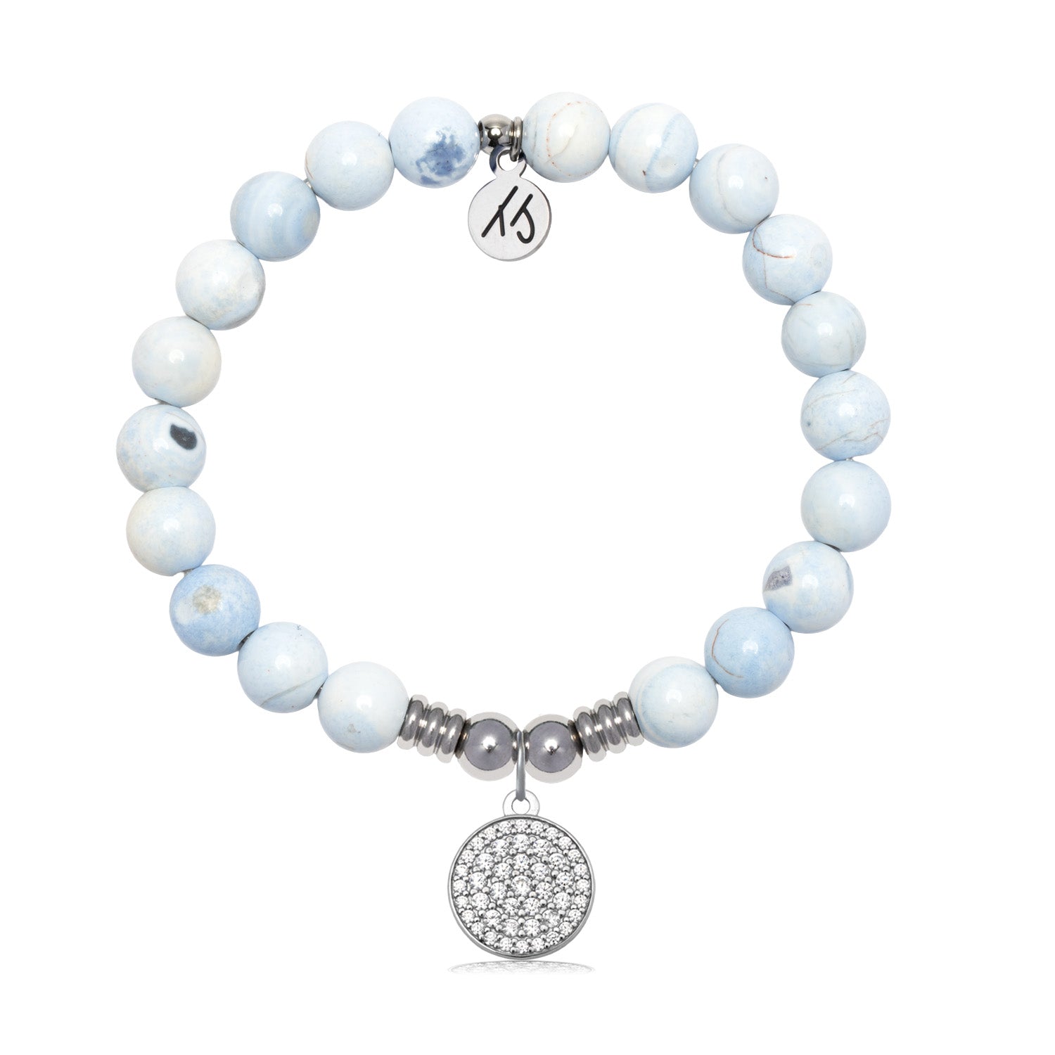 Positivity Charm with Light Blue White Agate Gemstone Bracelet